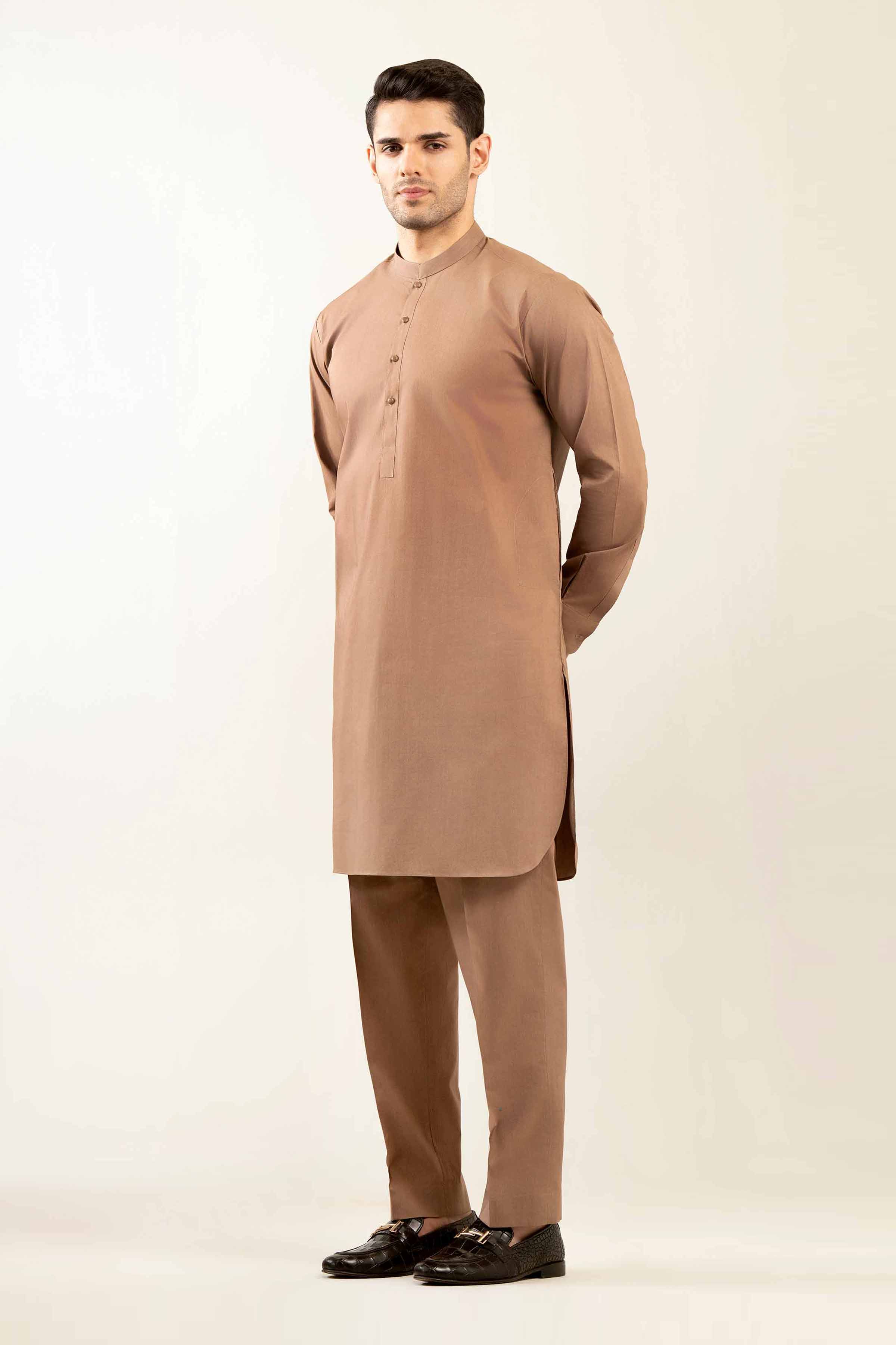 2 Piece - Naqsh Suit - 42508093 Brown Latha 2PC Printed Summer