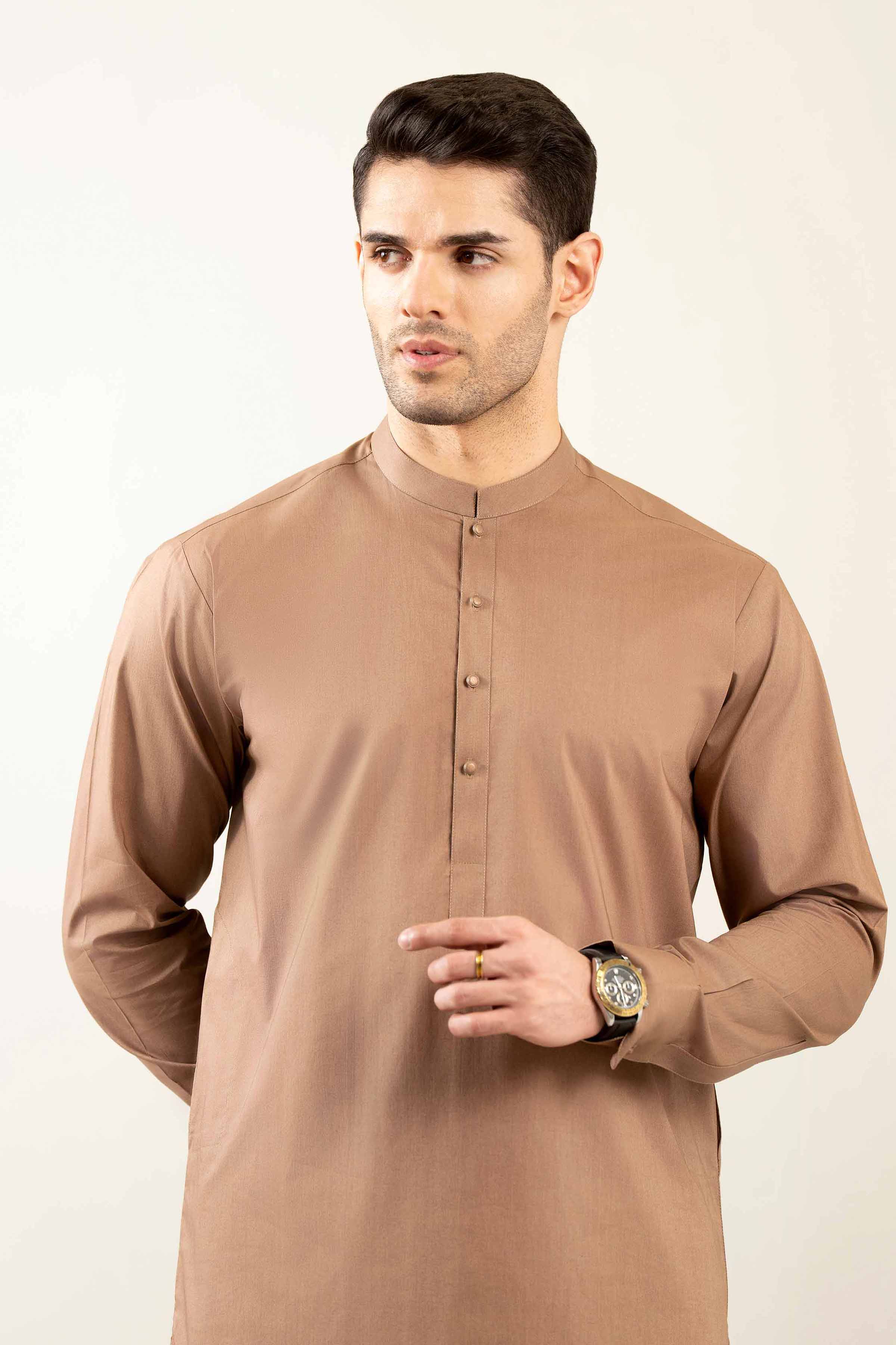 2 Piece - Naqsh Suit - 42508093 Brown Latha 2PC Printed Summer