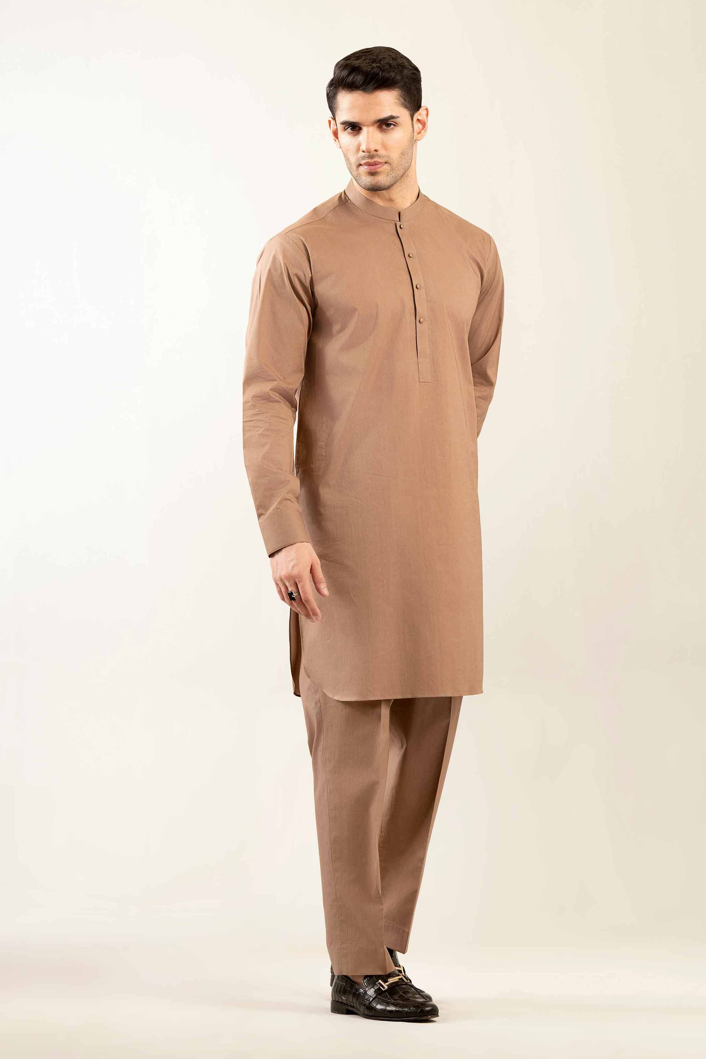 2 Piece - Naqsh Suit - 42508093 Brown Latha 2PC Printed Summer