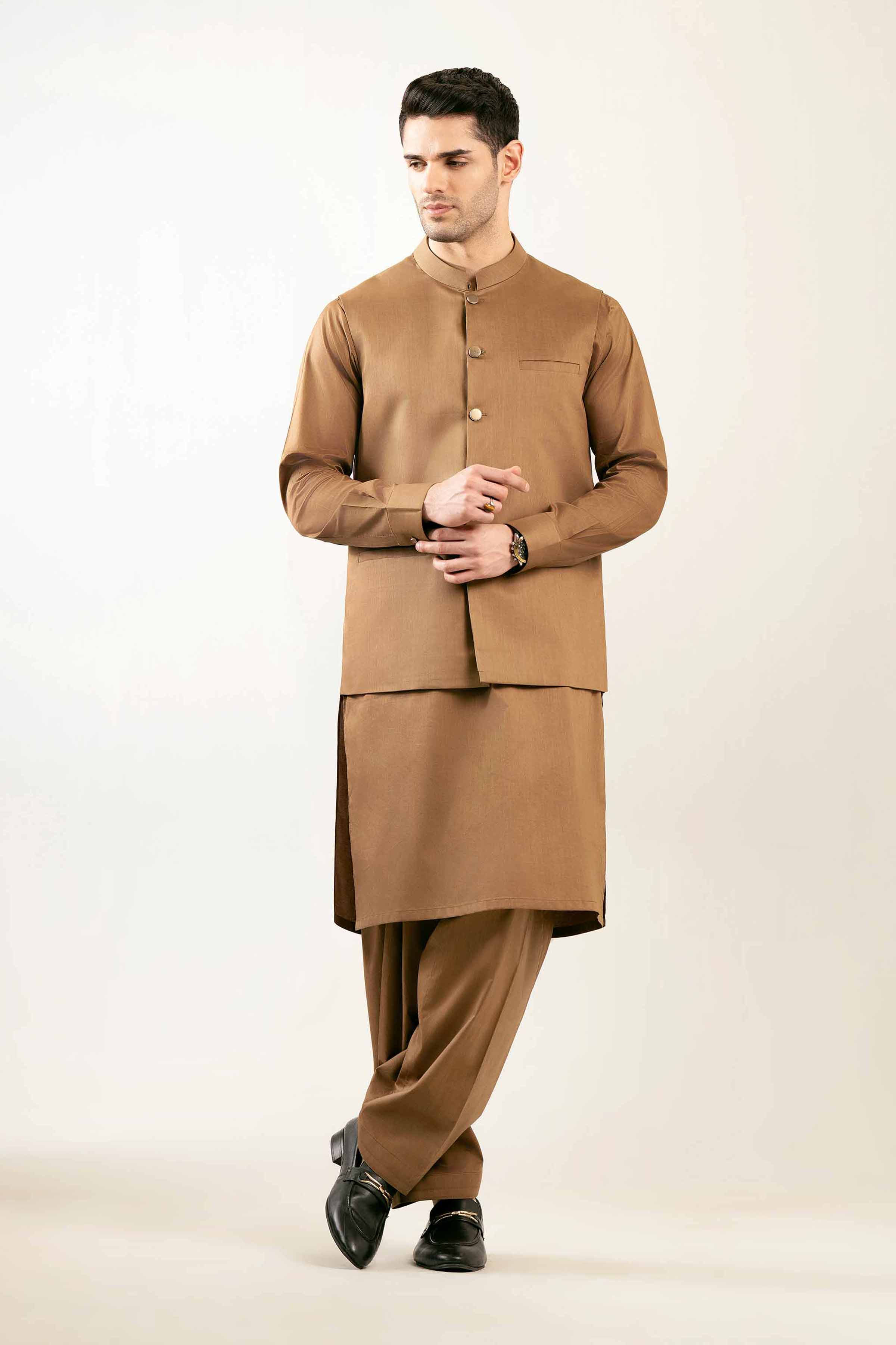 2 Piece - Naqsh Suit - 42508117 Brown Aspen 2PC Non-Embroidered