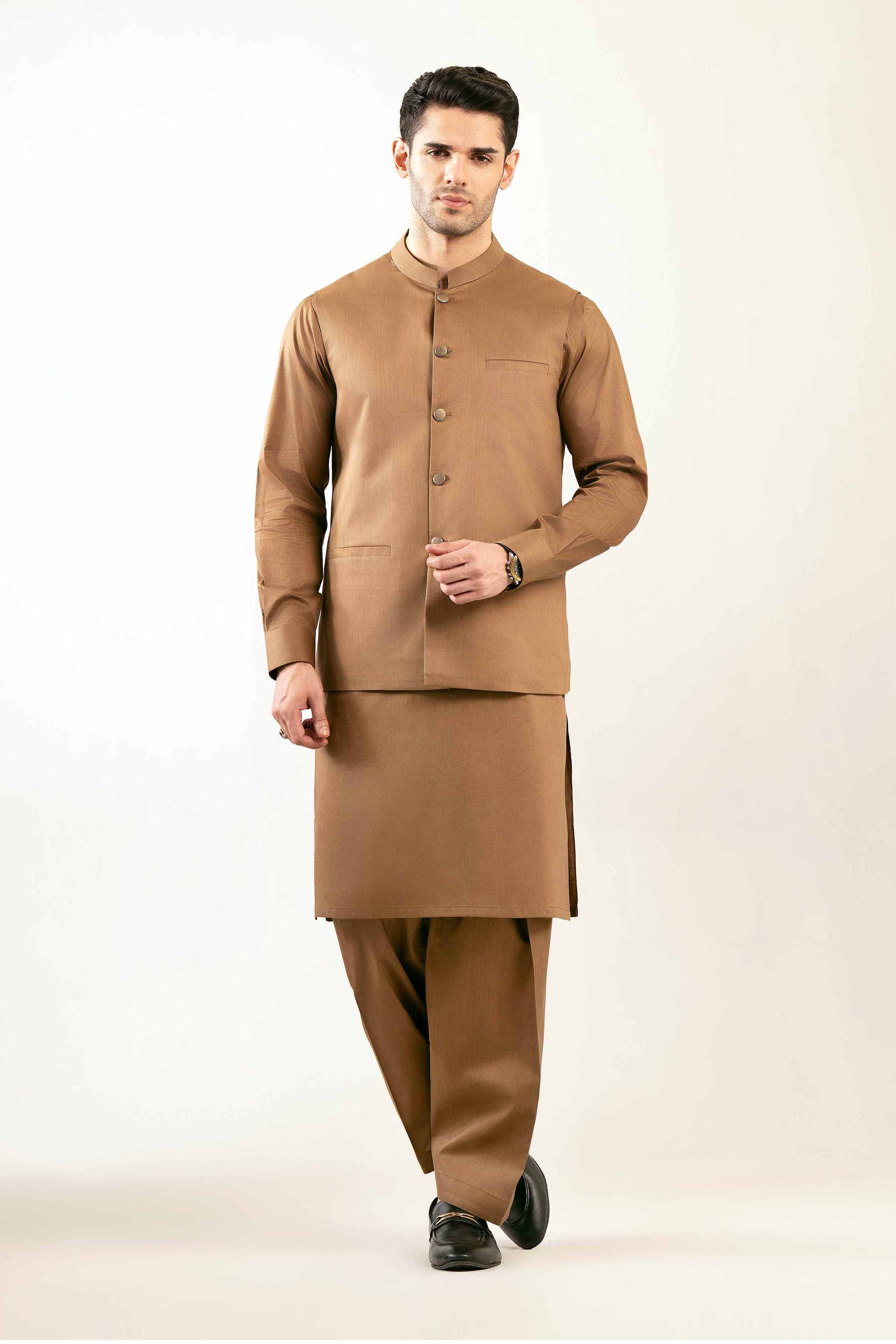 2 Piece - Naqsh Suit - 42508117 Brown Aspen 2PC Non-Embroidered