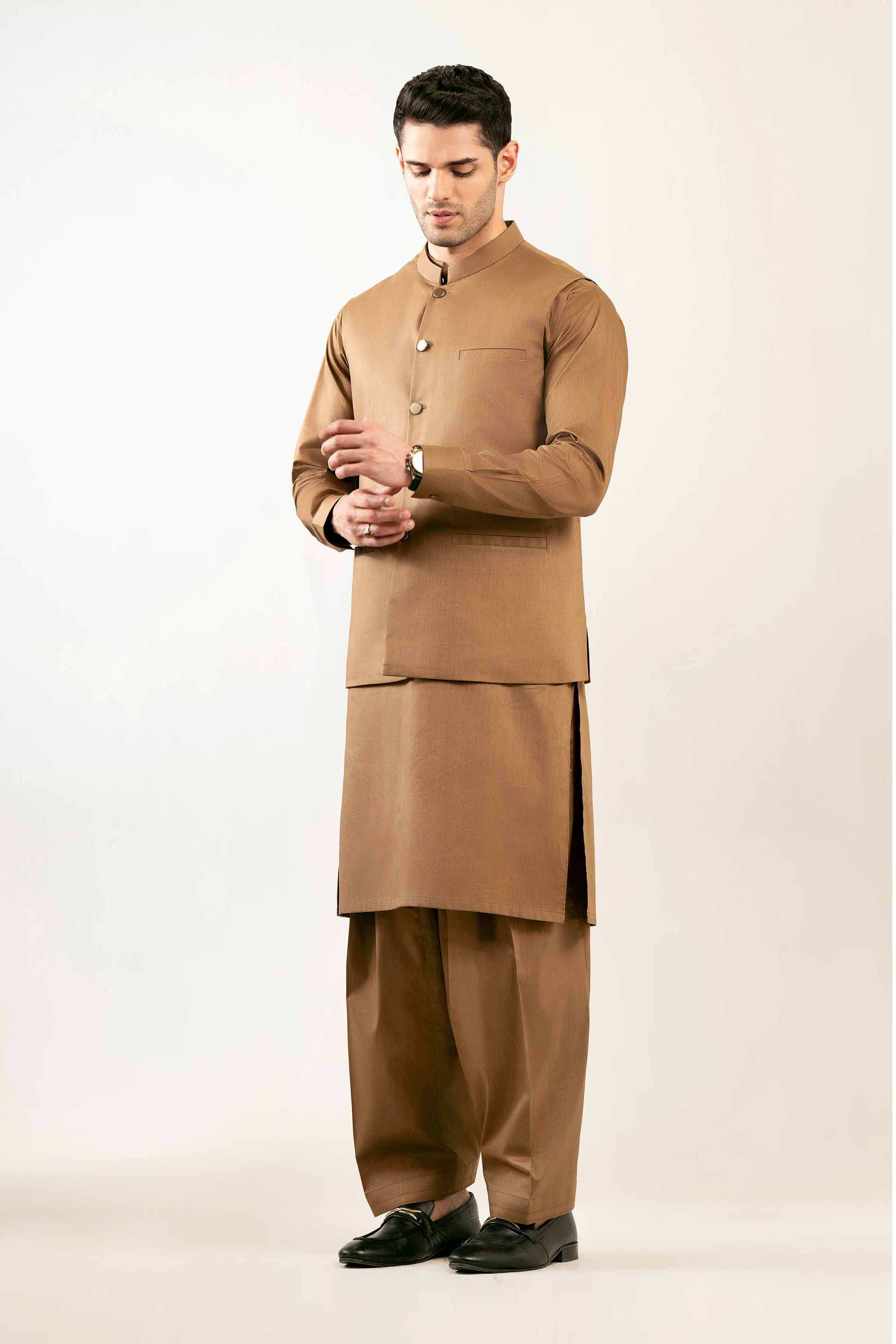 2 Piece - Naqsh Suit - 42508117 Brown Aspen 2PC Non-Embroidered