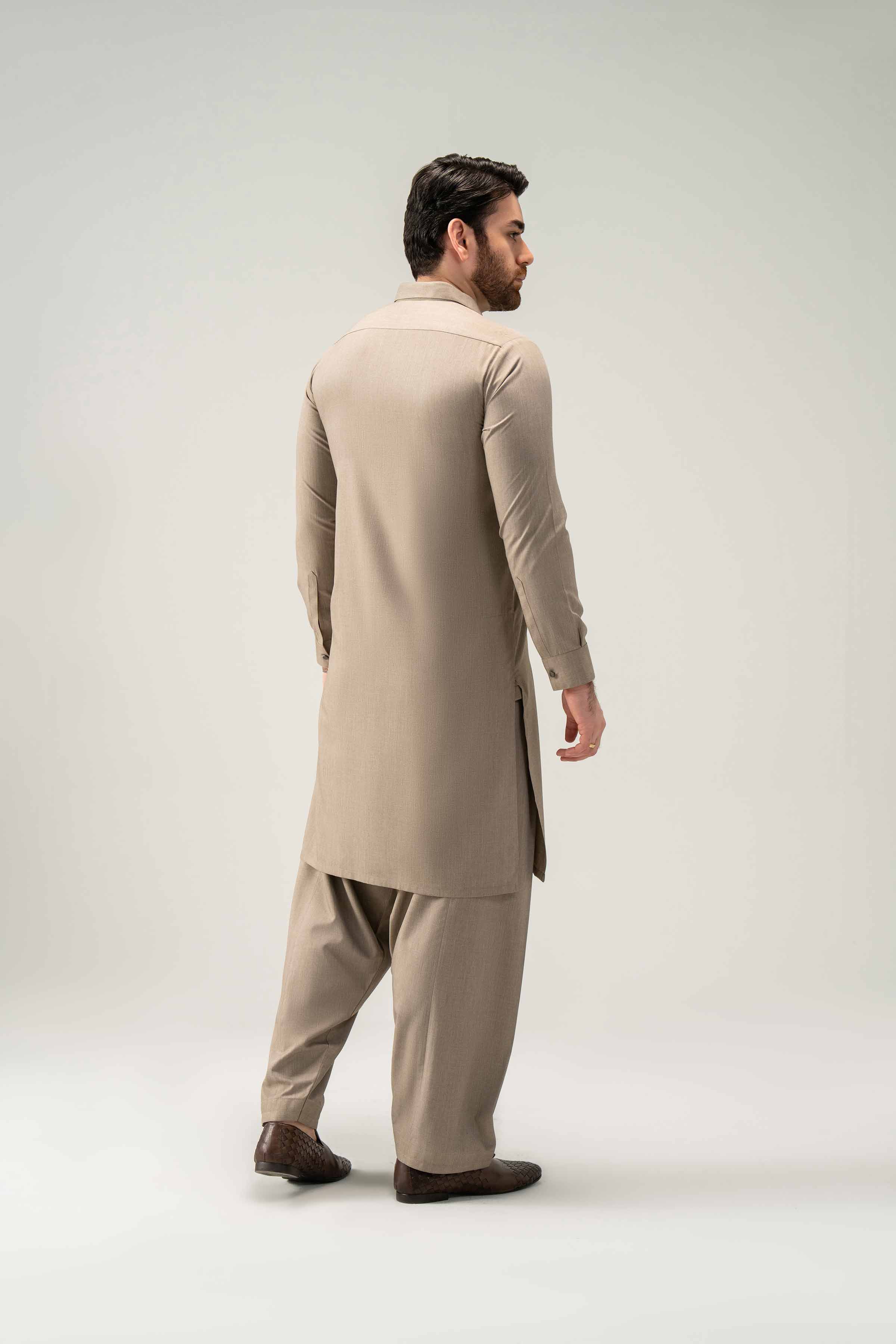 2 Piece - Naqsh Suit - 42508192 With Box Brown Blended 2PC