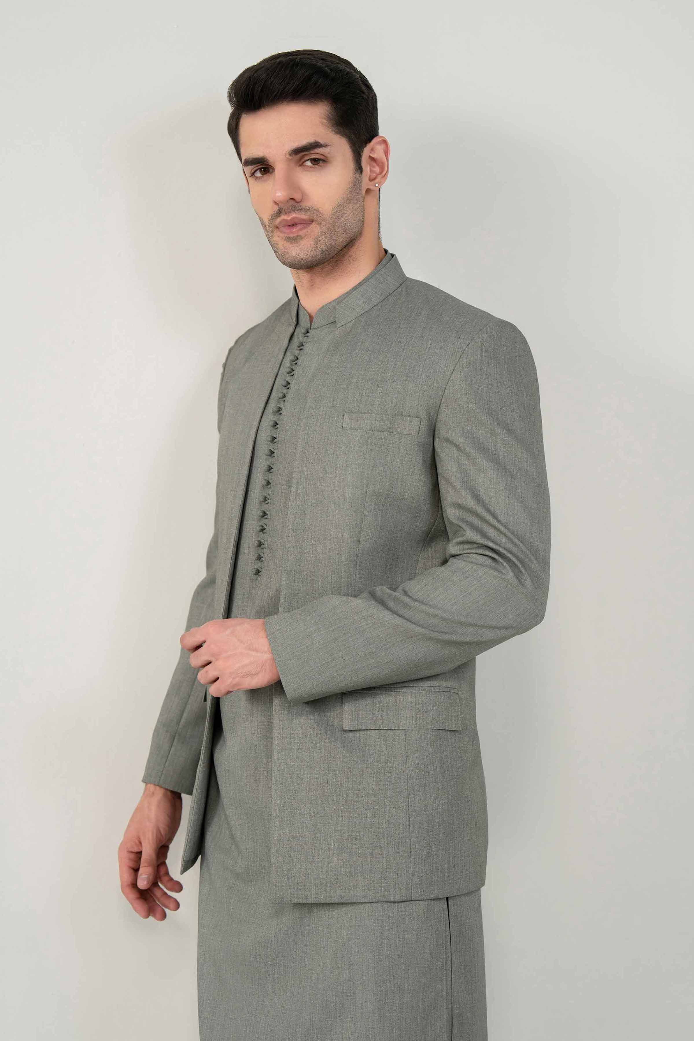 2 Piece - Naqsh Suit - 42508194 With Box Grey Blended 2PC