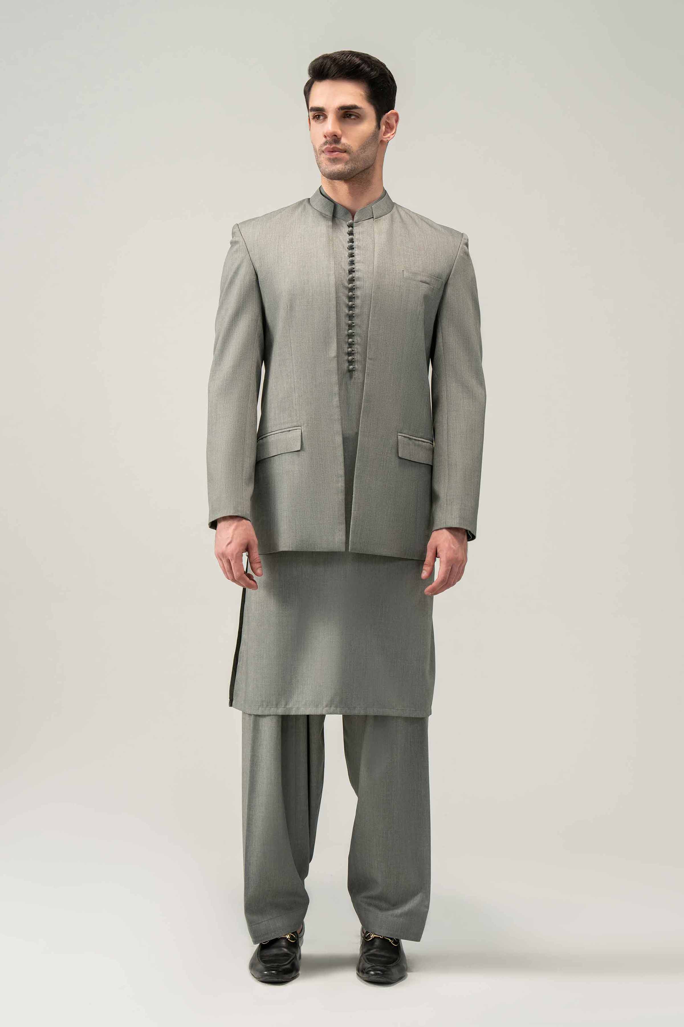 2 Piece - Naqsh Suit - 42508194 With Box Grey Blended 2PC