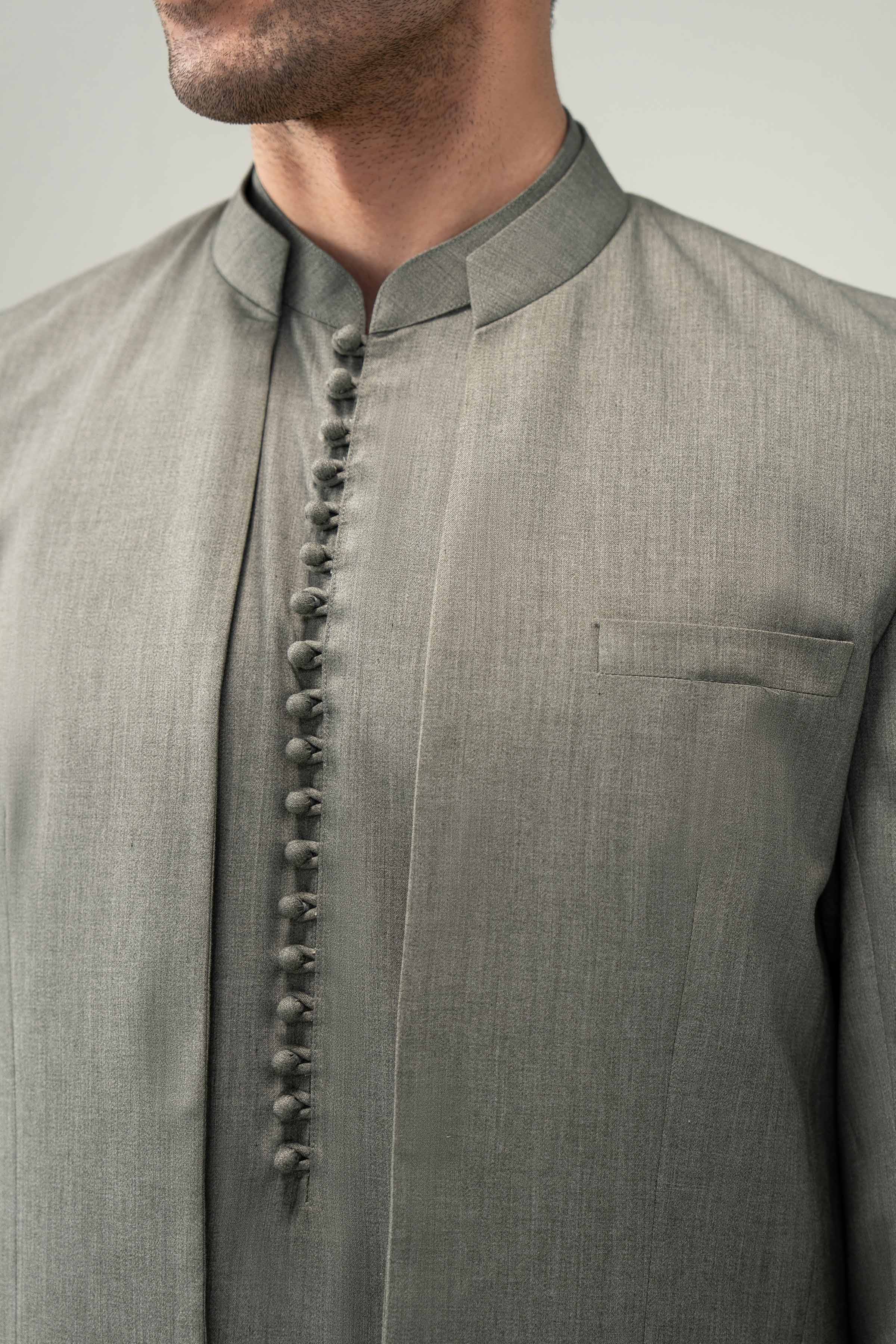 2 Piece - Naqsh Suit - 42508194 With Box Grey Blended 2PC