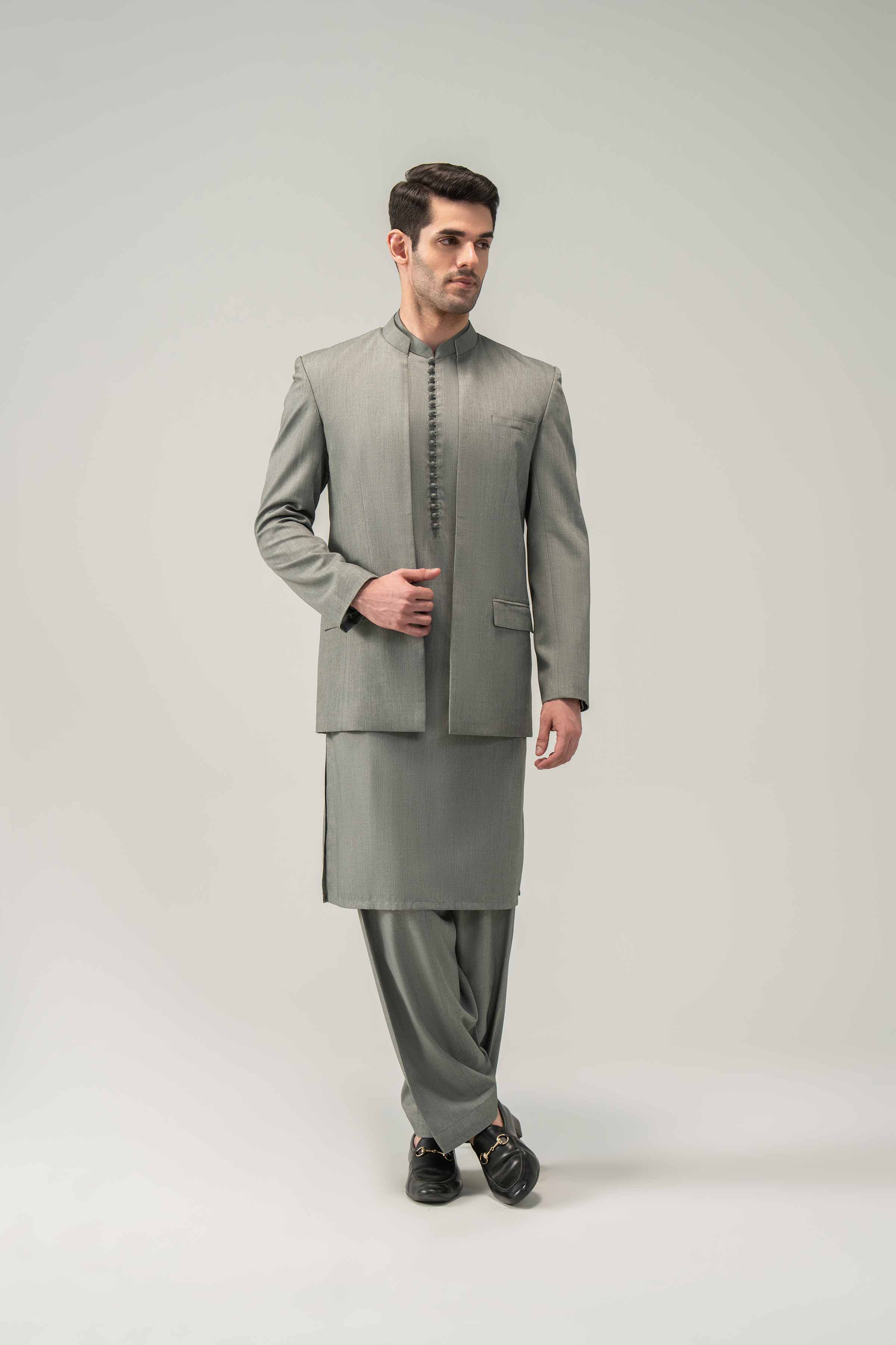 2 Piece - Naqsh Suit - 42508194 With Box Grey Blended 2PC