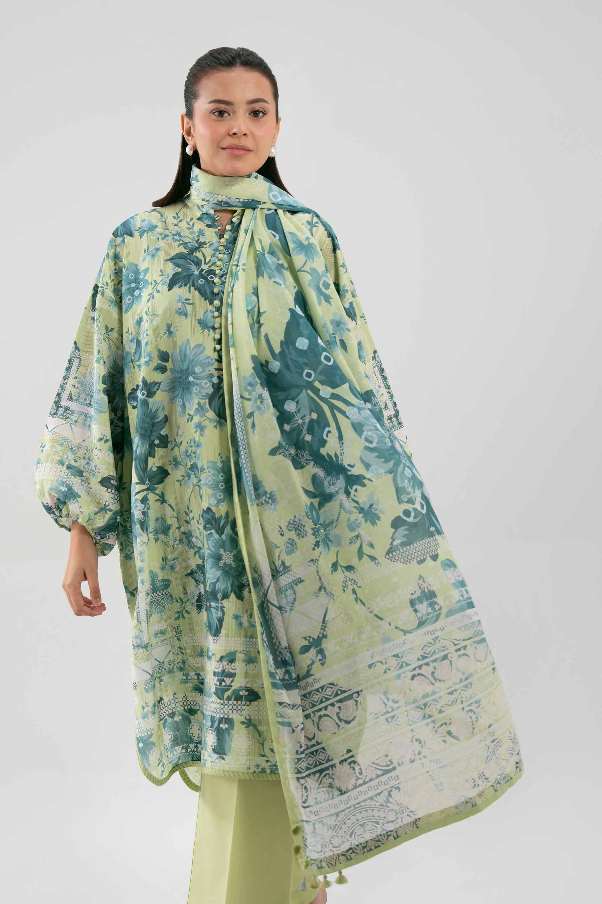 2 Piece - Digital Printed Suit - 42601004 NishatUAE Green Lawn 2PC Printed Unstitched