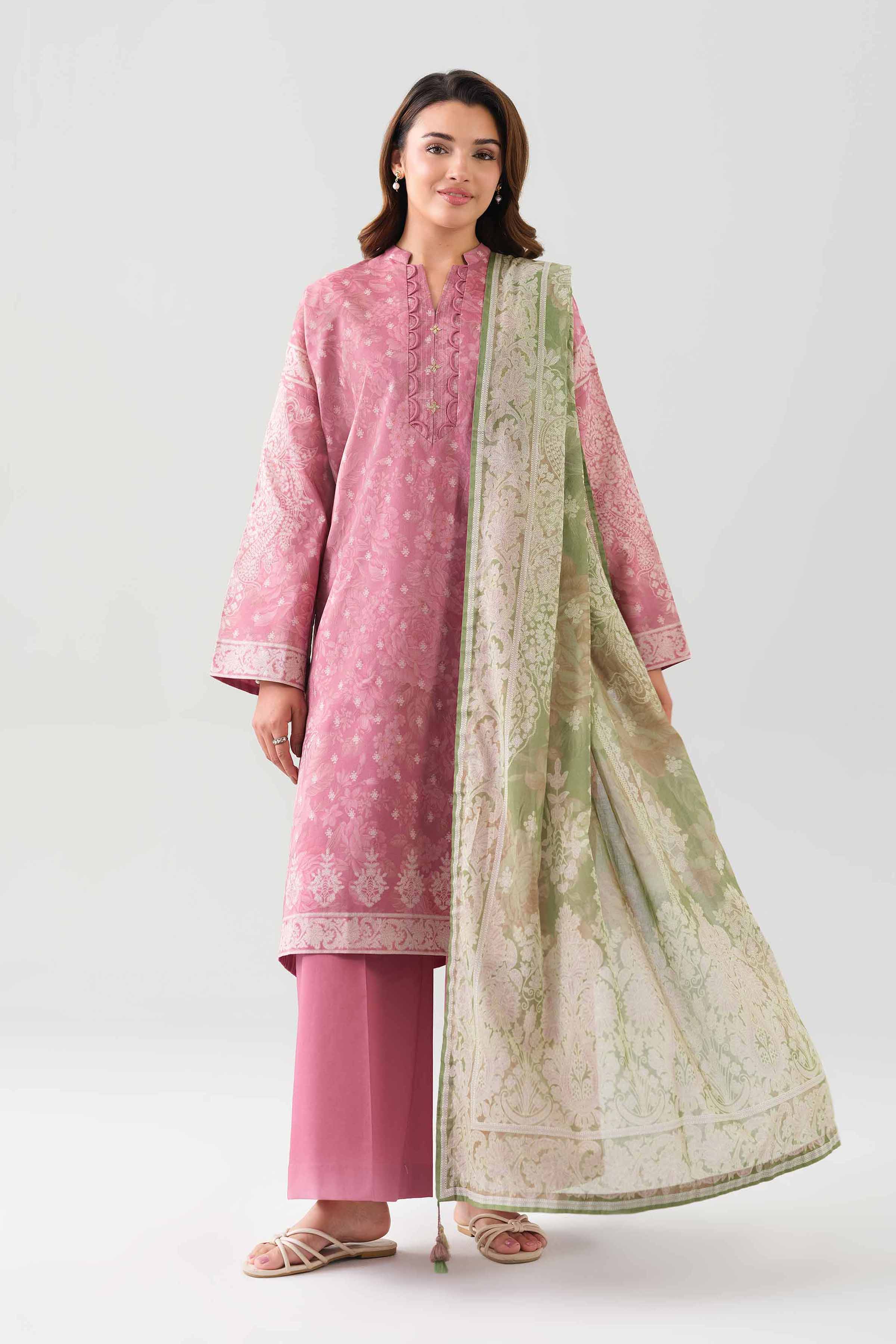 2 Piece - Digital Printed Suit - 42601005 NishatUAE Pink Lawn 2PC Printed Unstitched