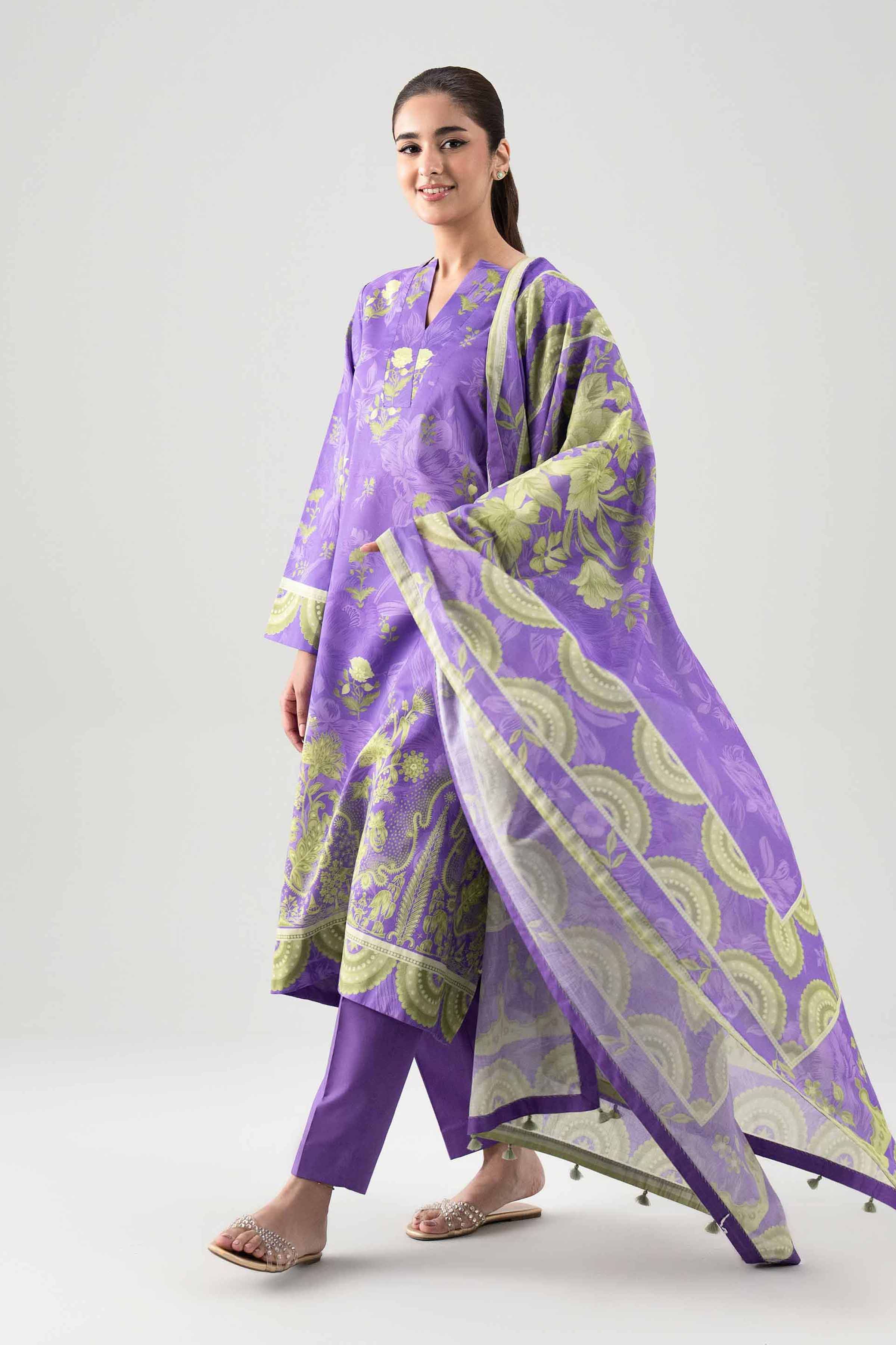 2 Piece - Digital Printed Suit - 42601006 NishatUAE Purple Lawn 2PC Printed Unstitched