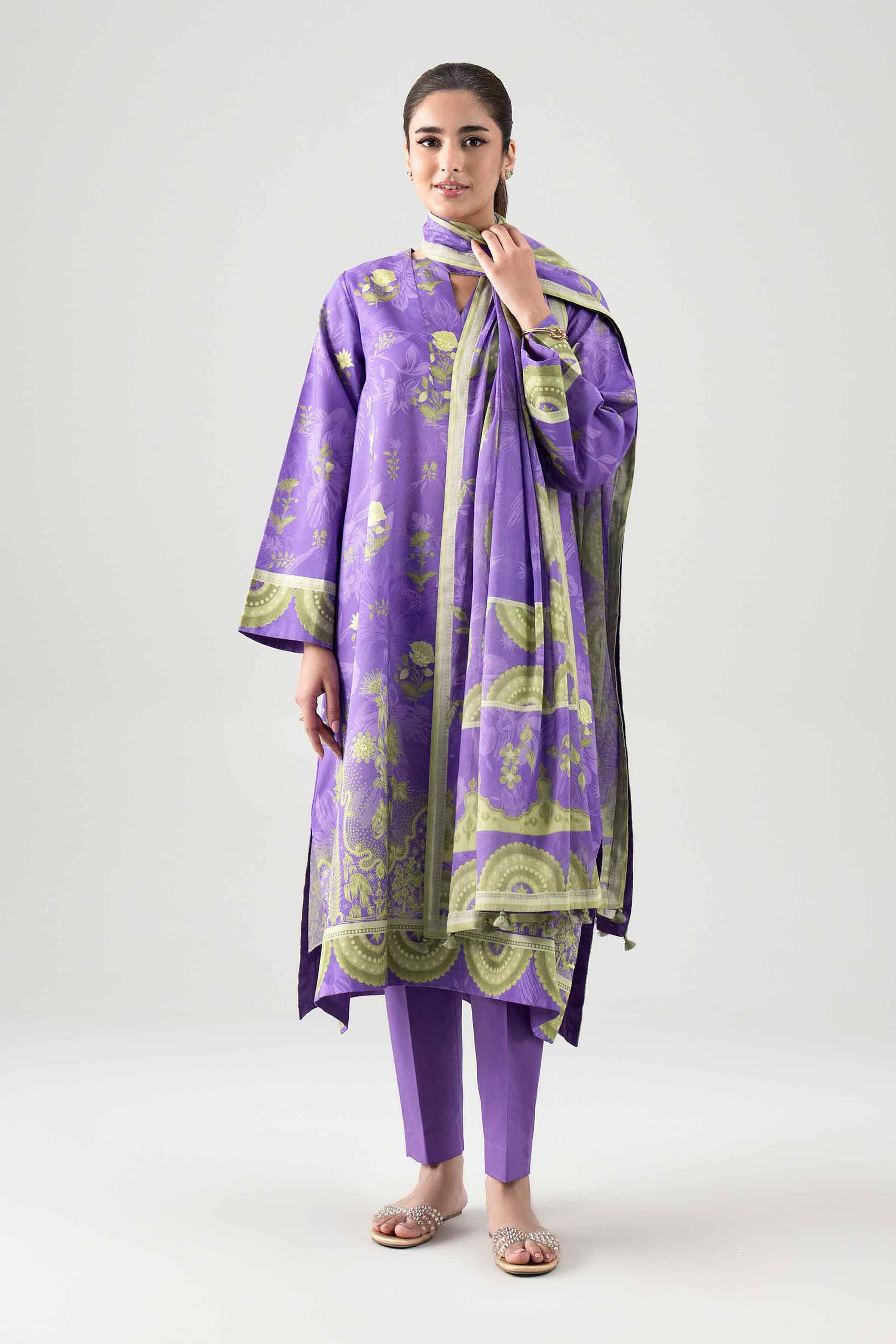 2 Piece - Digital Printed Suit - 42601006 NishatUAE Purple Lawn 2PC Printed Unstitched