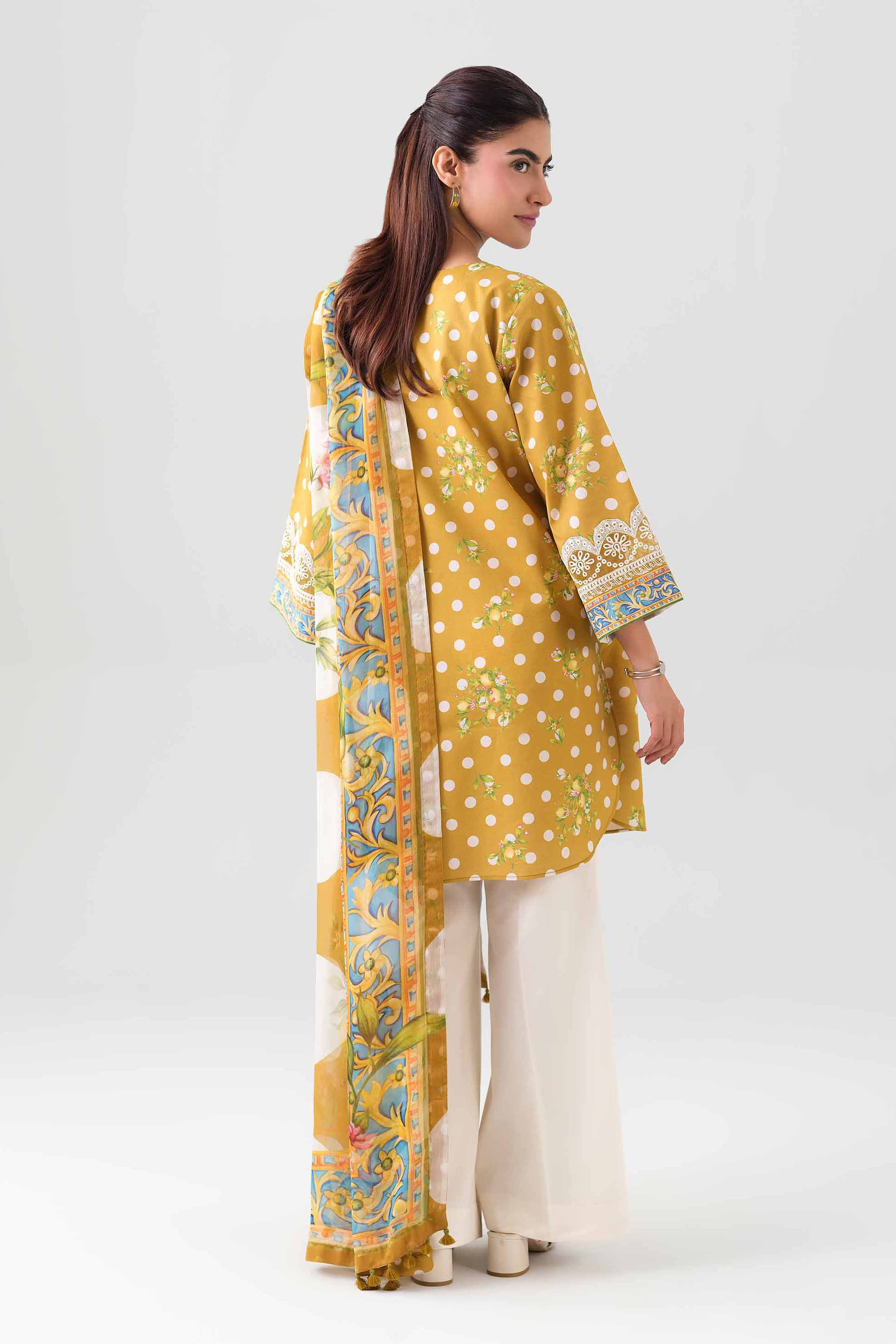2 Piece - Digital Printed Embroidered Suit - 42601011 NishatUAE Yellow Lawn 2PC Embroidered Unstitched