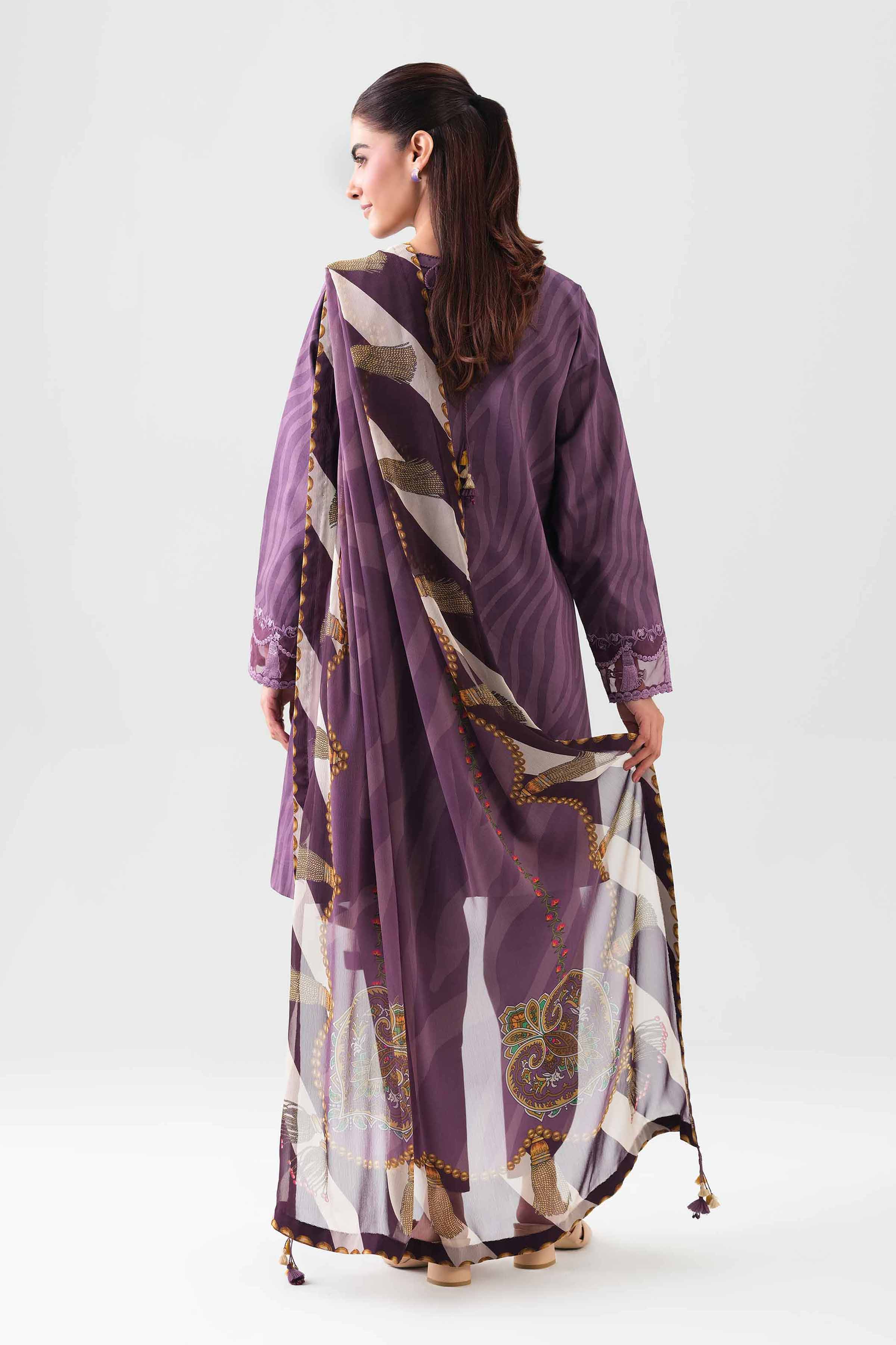 2 Piece - Digital Printed Embroidered Suit - 42601012 NishatUAE Purple Lawn 2PC Embroidered Unstitched