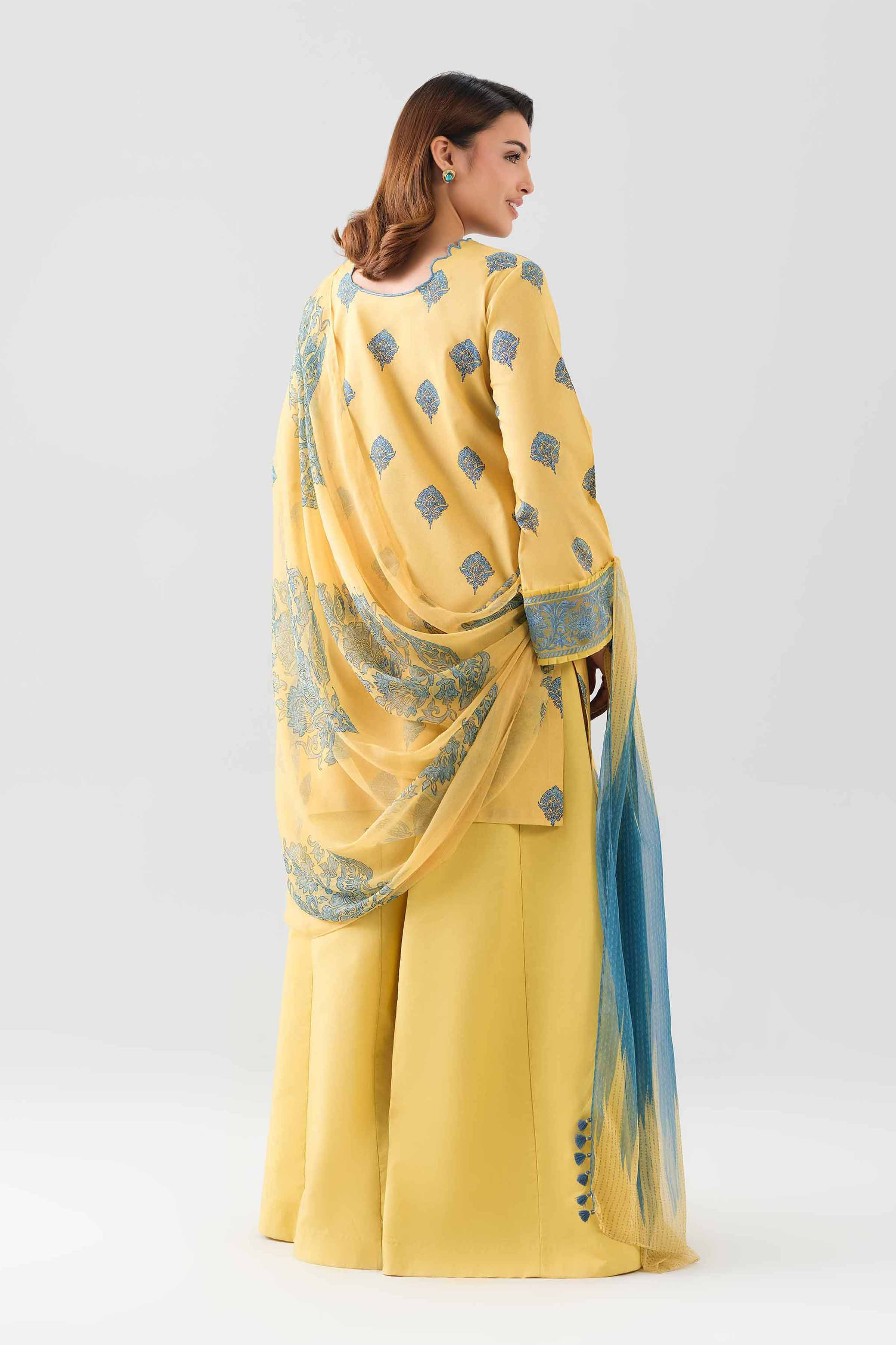 2 Piece - Digital Printed Embroidered Suit - 42601013 NishatUAE Yellow Lawn 2PC Embroidered Unstitched