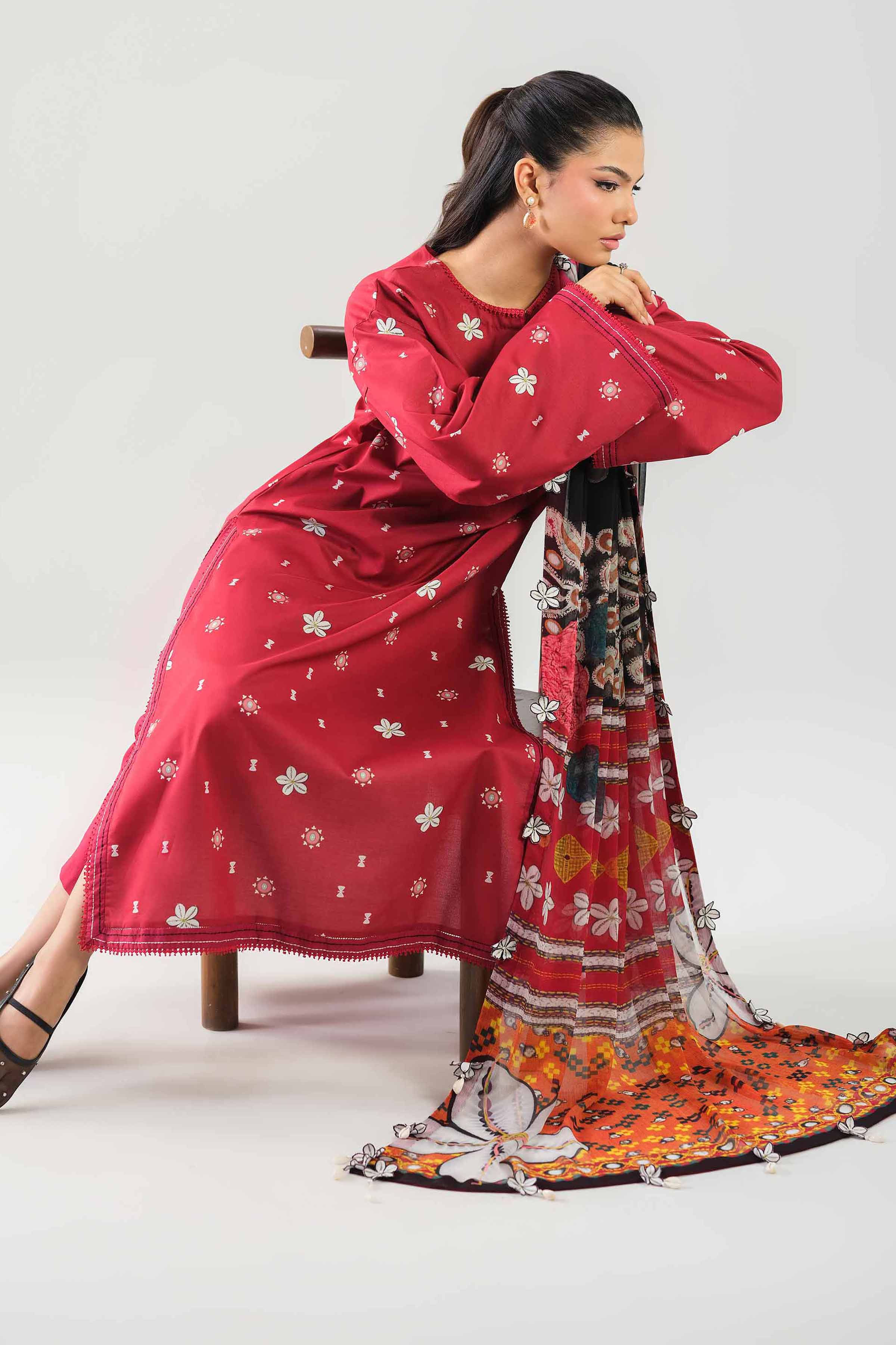 2 Piece - Digital Printed Suit - 42601022 NishatUAE Red Lawn 2PC Printed Unstitched