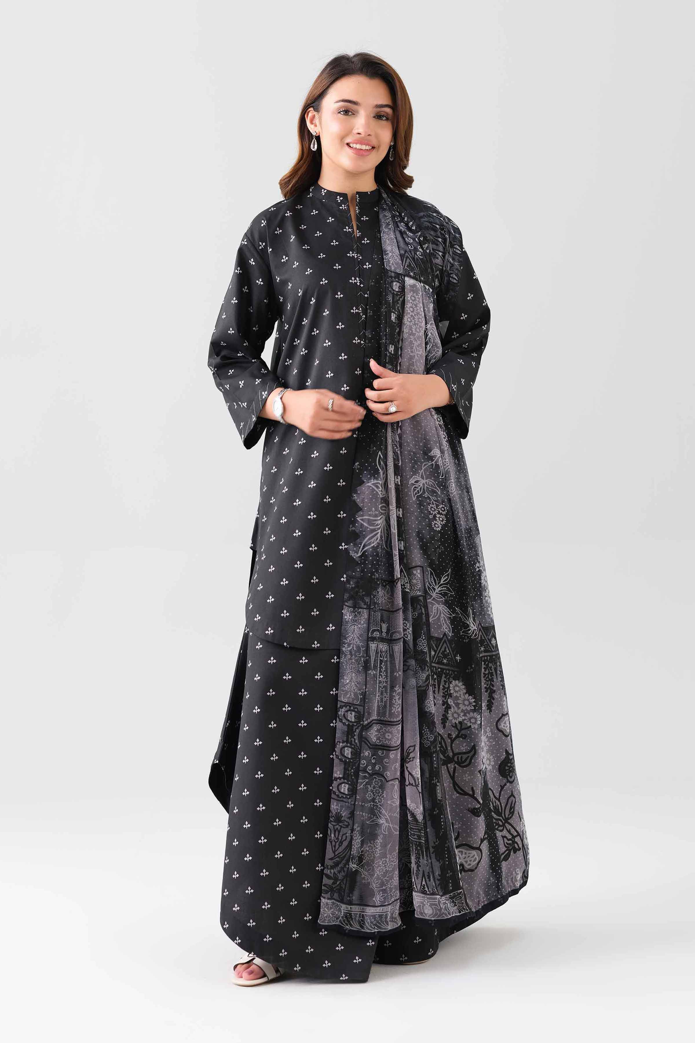 2 Piece - Digital Printed Suit - 42601025 NishatUAE Black Lawn 2PC Printed Unstitched