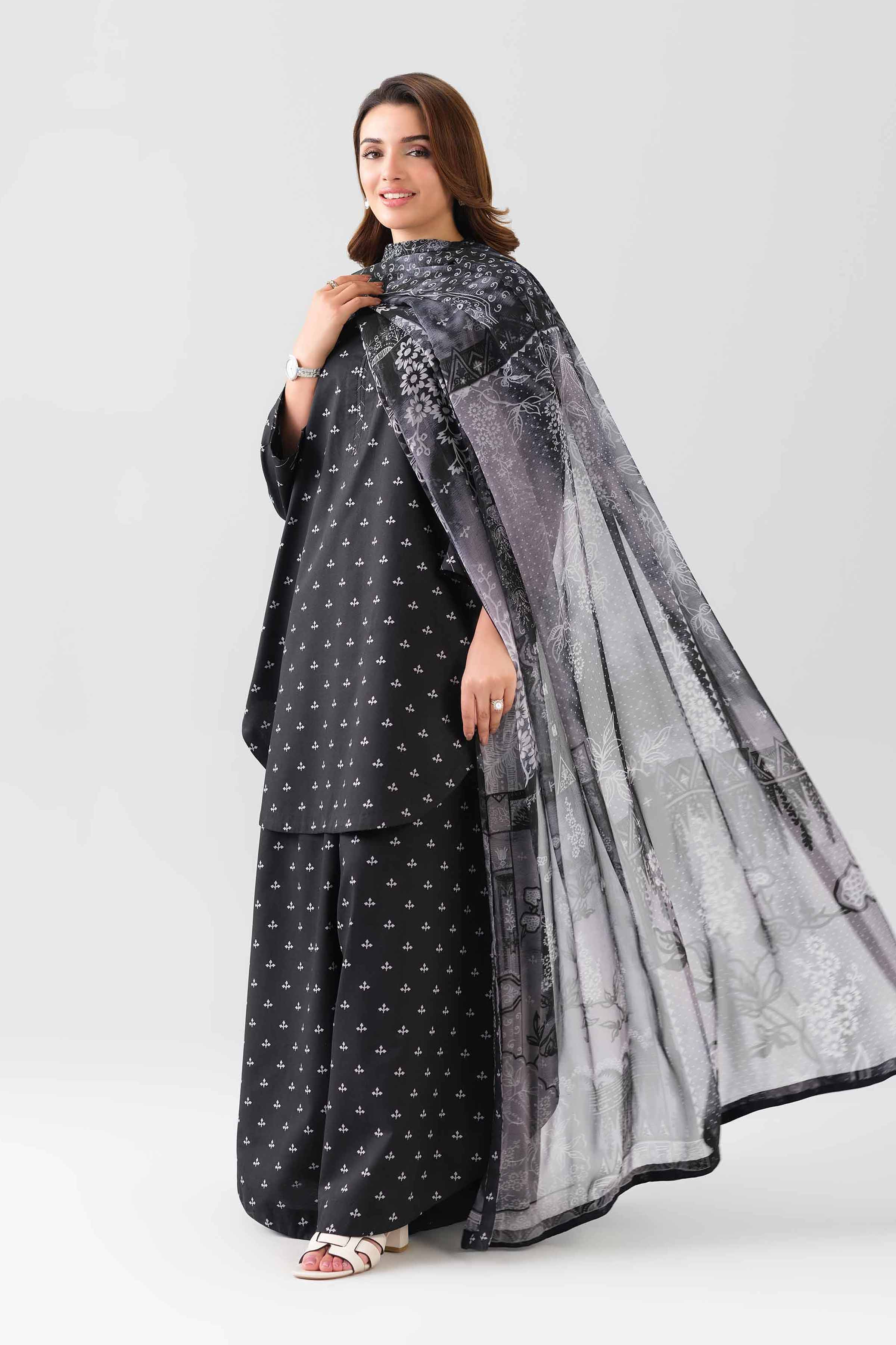 2 Piece - Digital Printed Suit - 42601025 NishatUAE Black Lawn 2PC Printed Unstitched