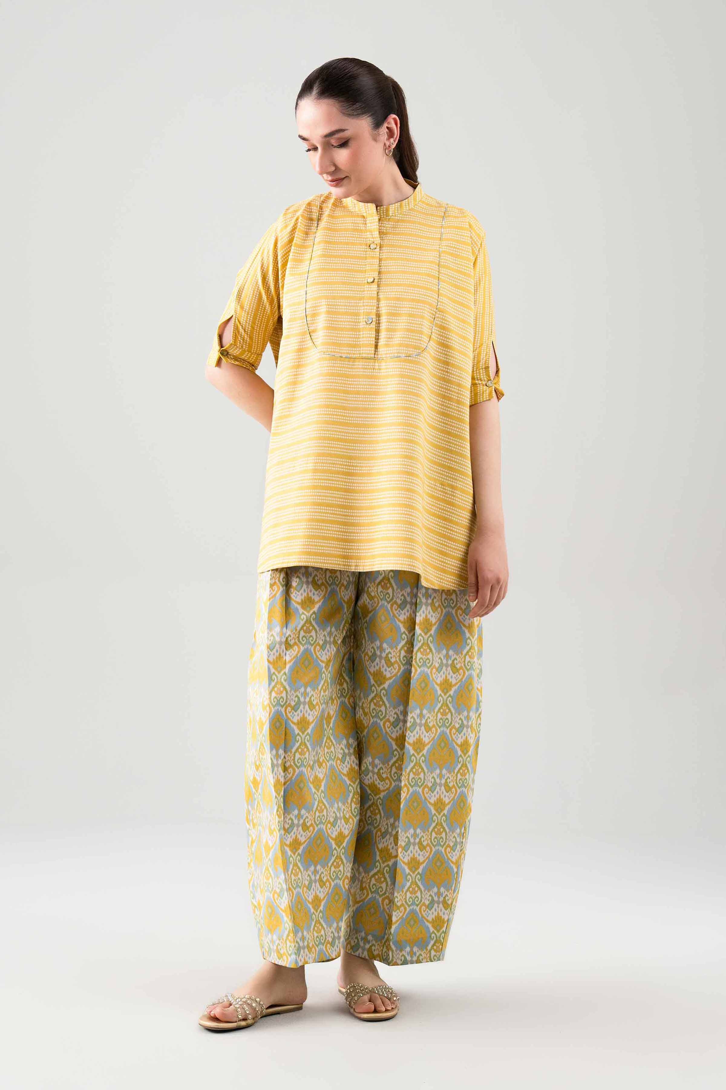 2 Piece - Printed Suit - 42601032 NishatUAE Yellow Cambric 2PC Printed Unstitched