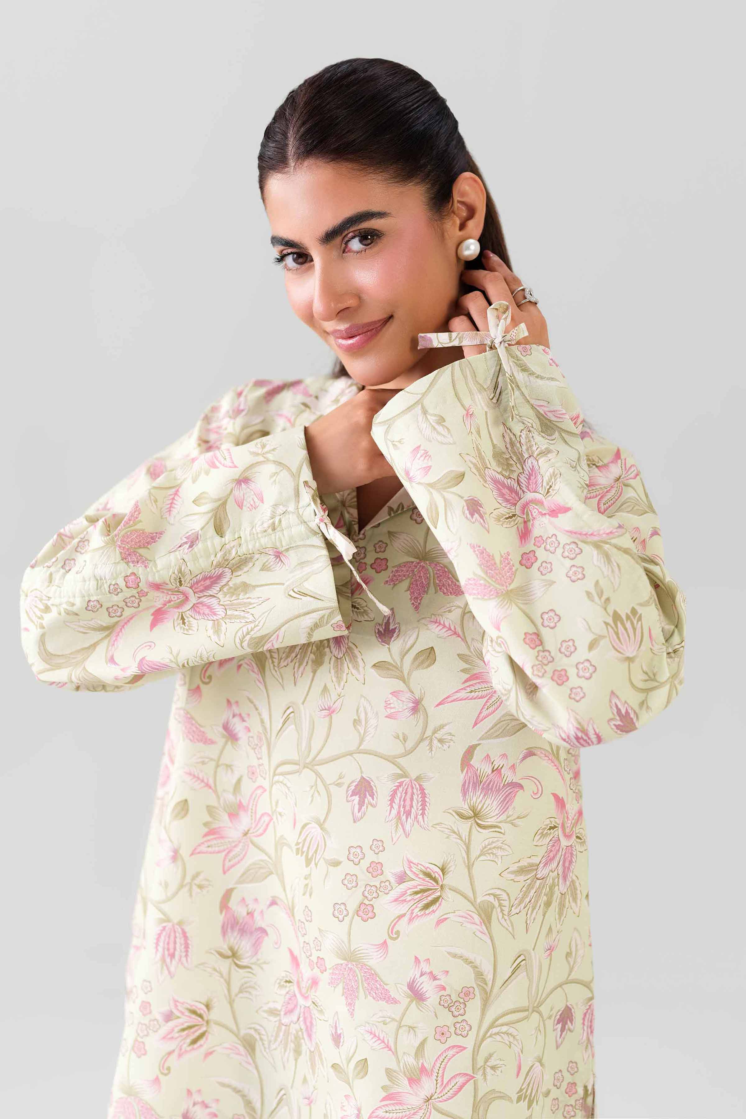 2 Piece - Printed Suit - 42601040 NishatUAE Beige Cambric 2PC Printed Unstitched