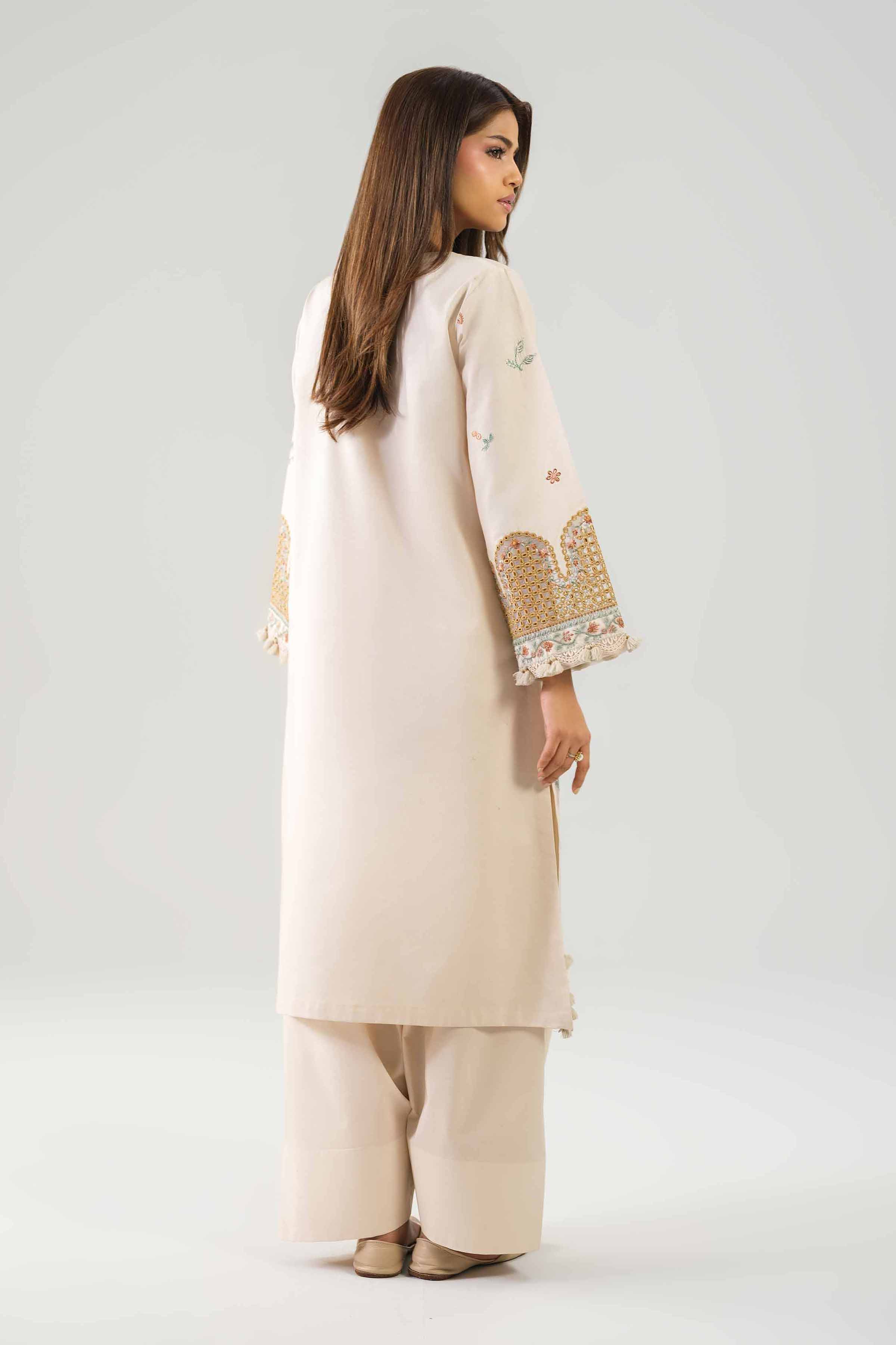 2 Piece - Embroidered Suit - 42601052 NishatUAE Beige Lawn 2PC Embroidered Unstitched