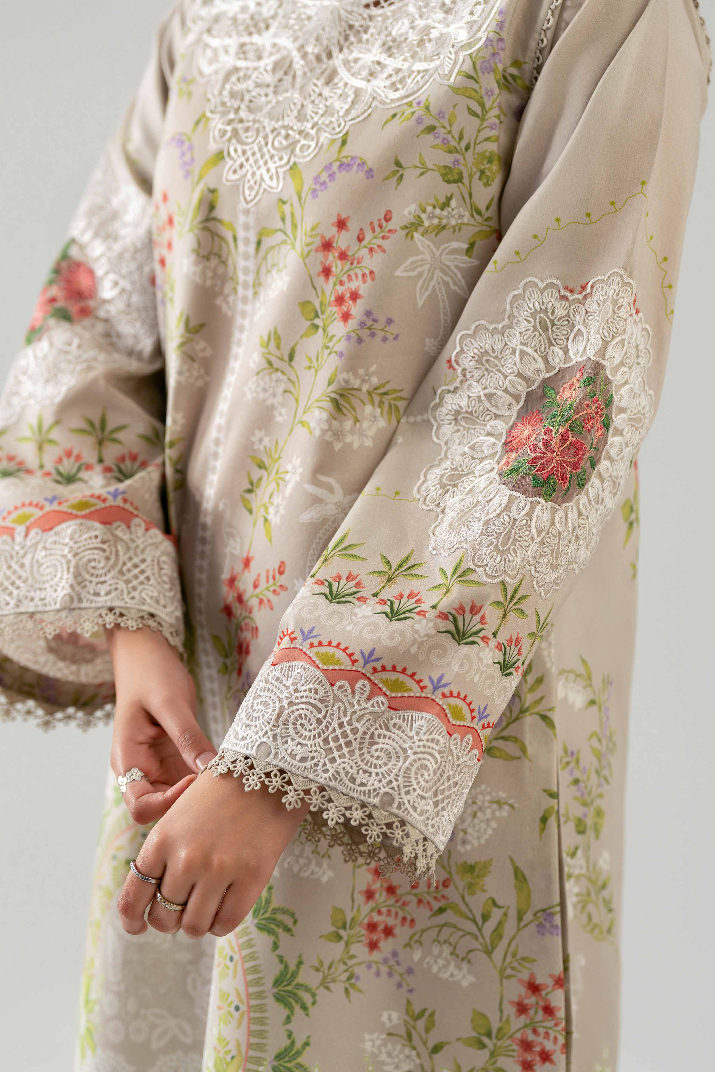 2 Piece - Digital Printed Embroidered Suit - 42601057