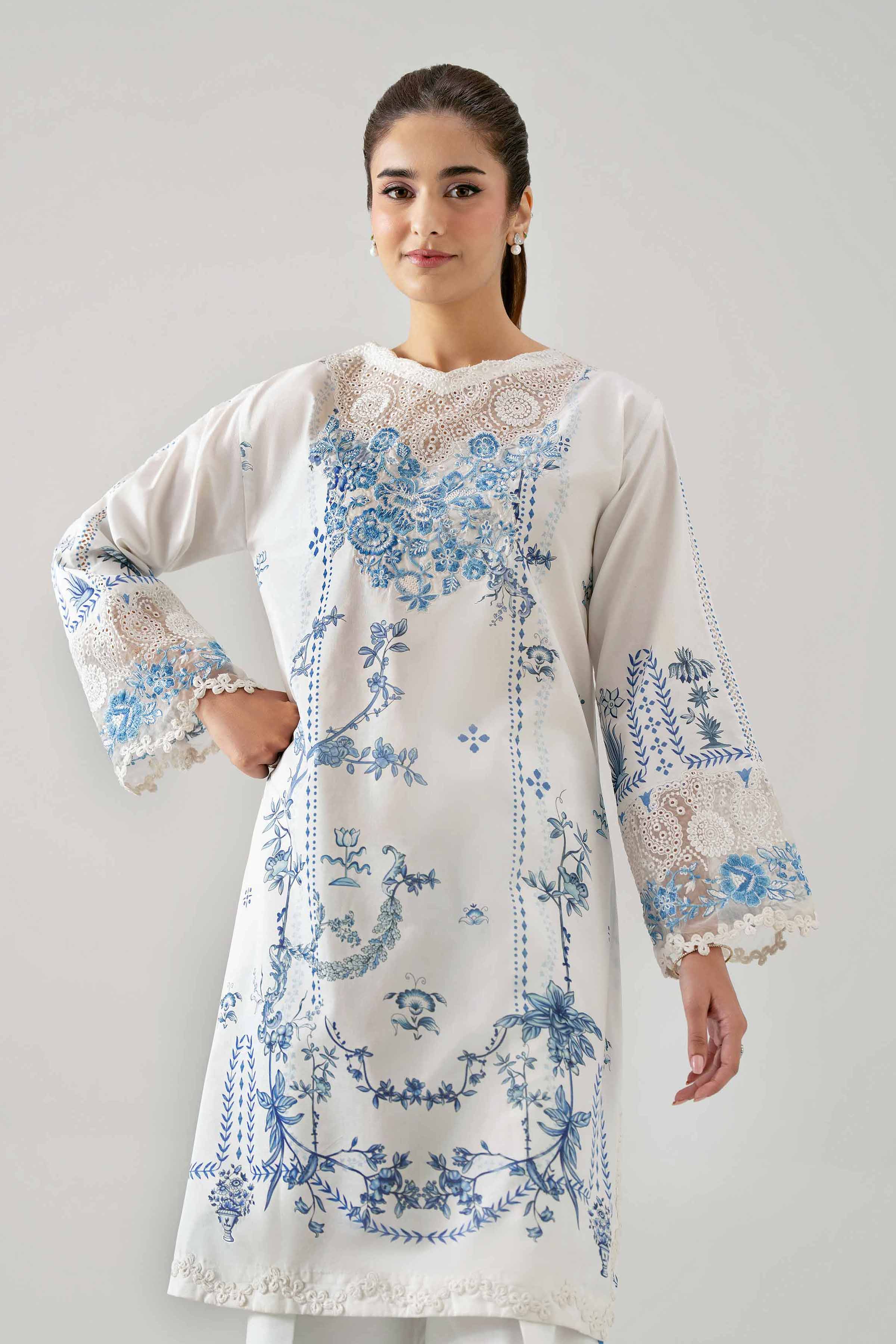 2 Piece - Digital Printed Embroidered Suit - 42601059 NishatUAE White Lawn 2PC Embroidered Unstitched