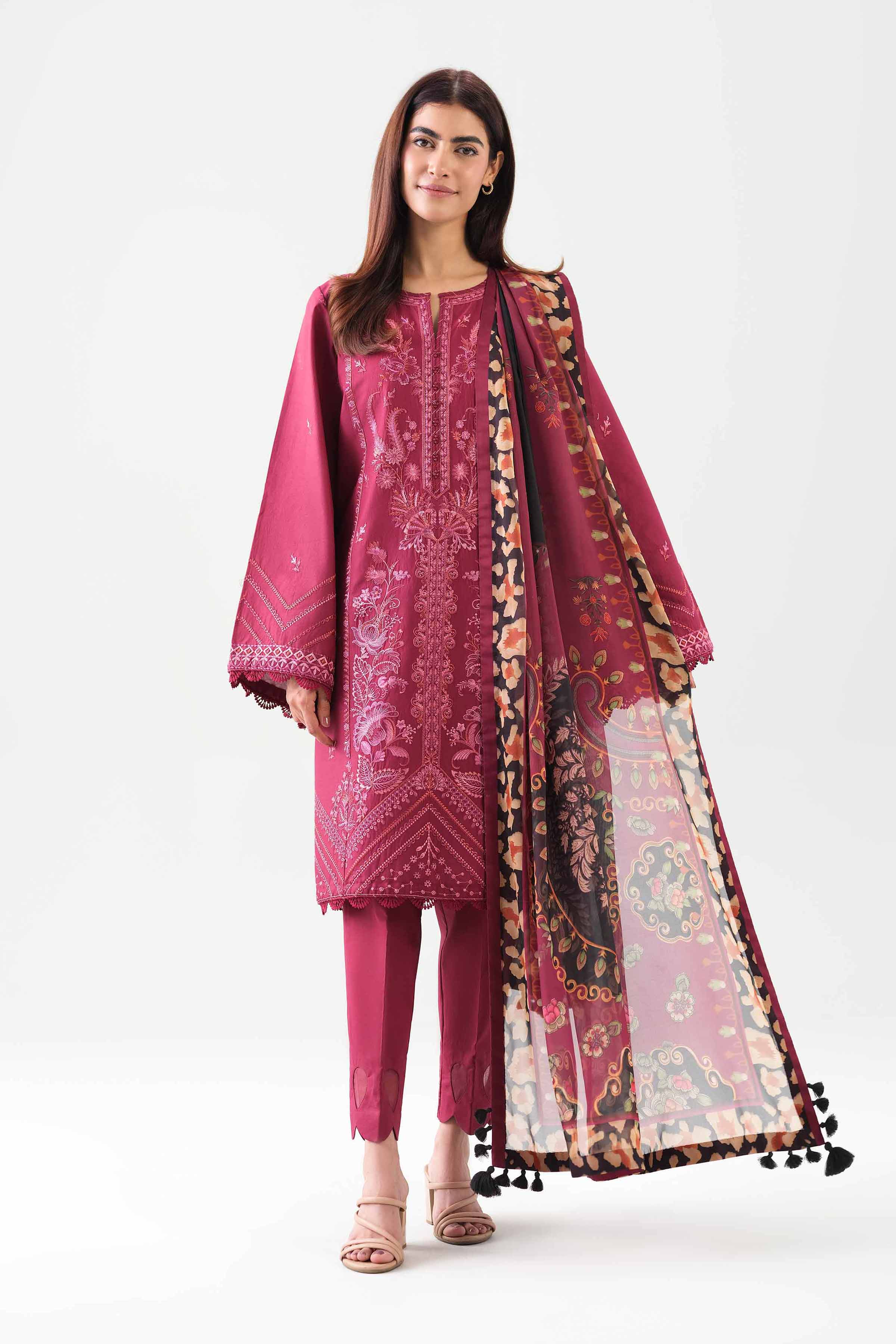 3 Piece - Digital Printed Embroidered Suit - 42601072