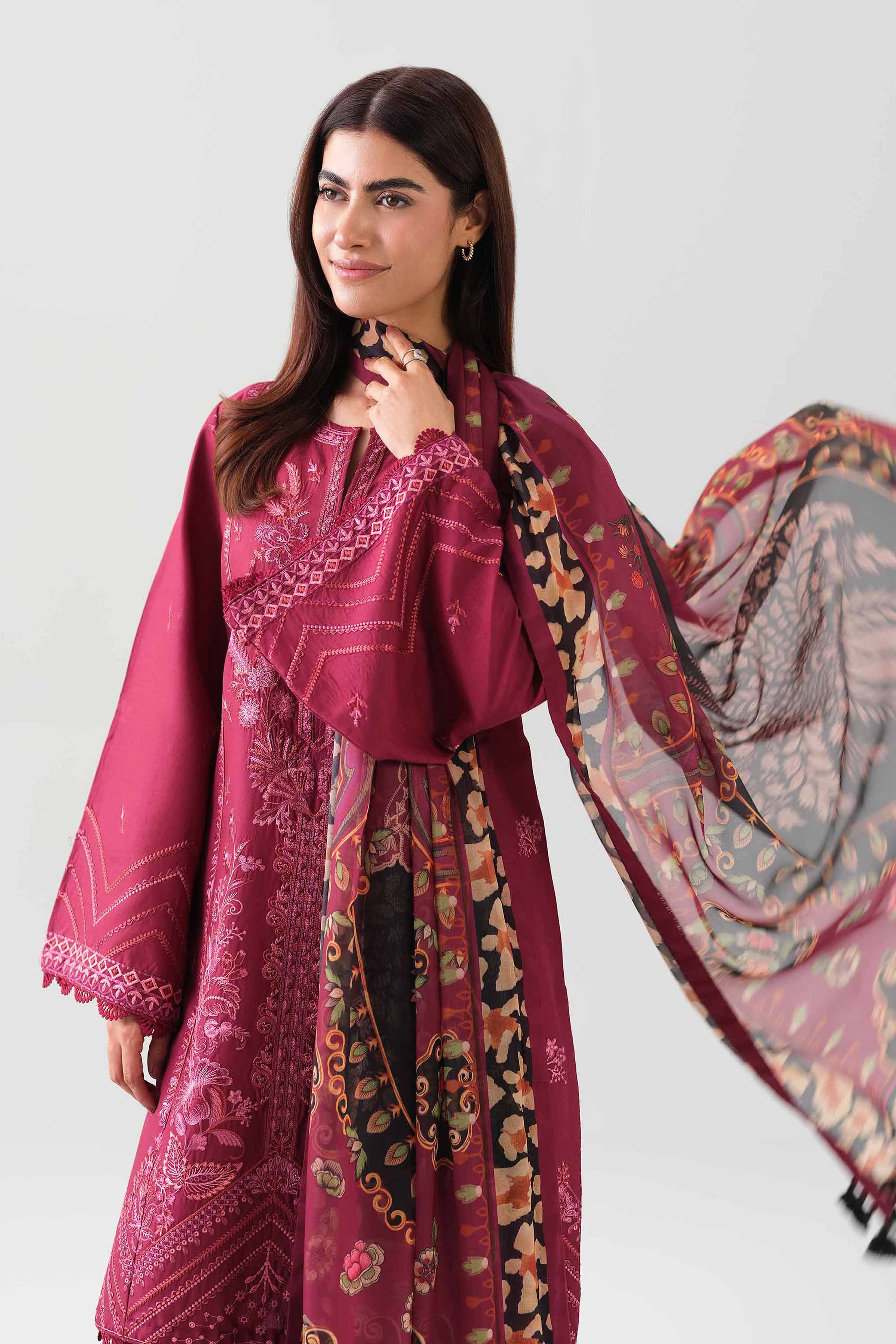 3 Piece - Digital Printed Embroidered Suit - 42601072