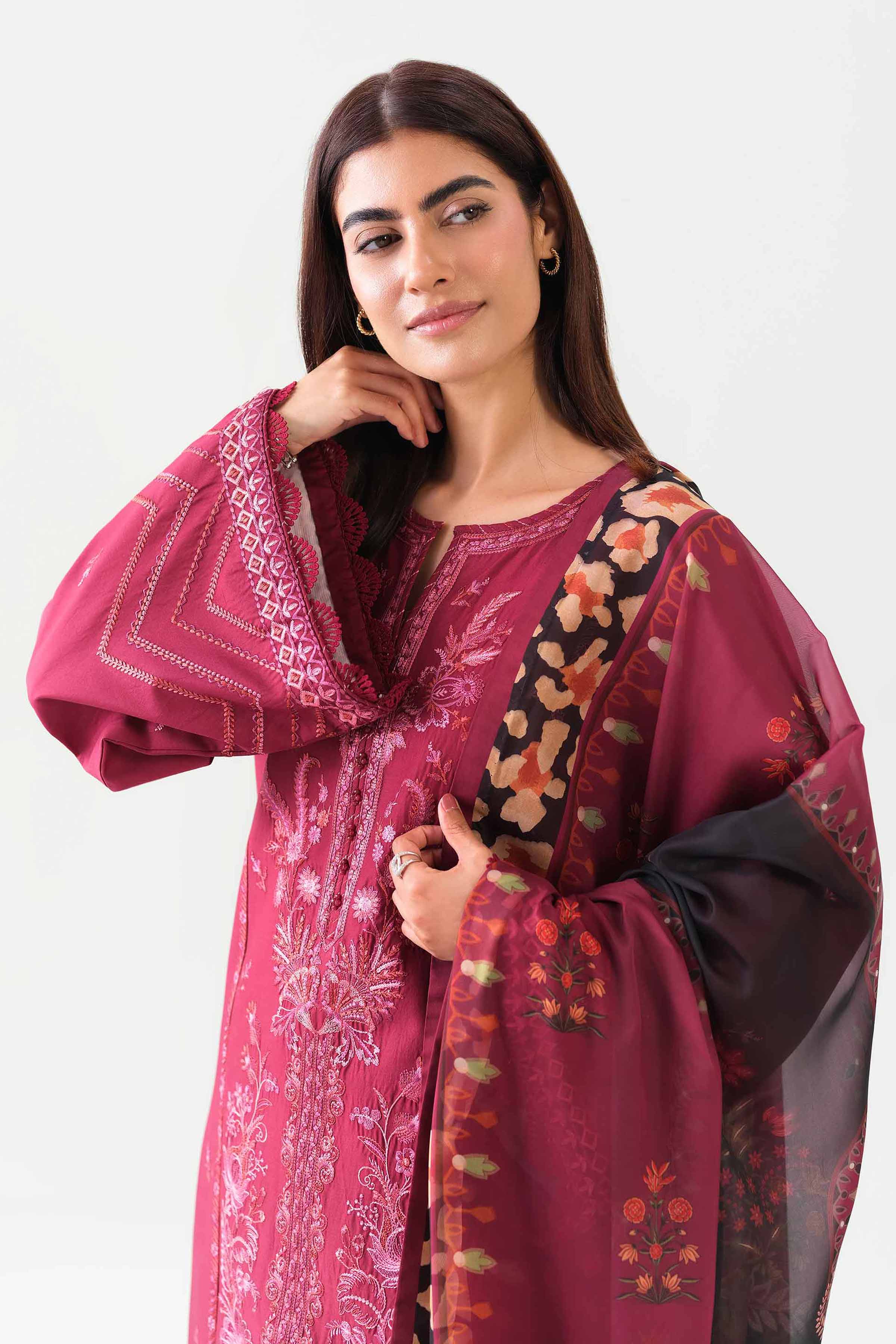 3 Piece - Digital Printed Embroidered Suit - 42601072