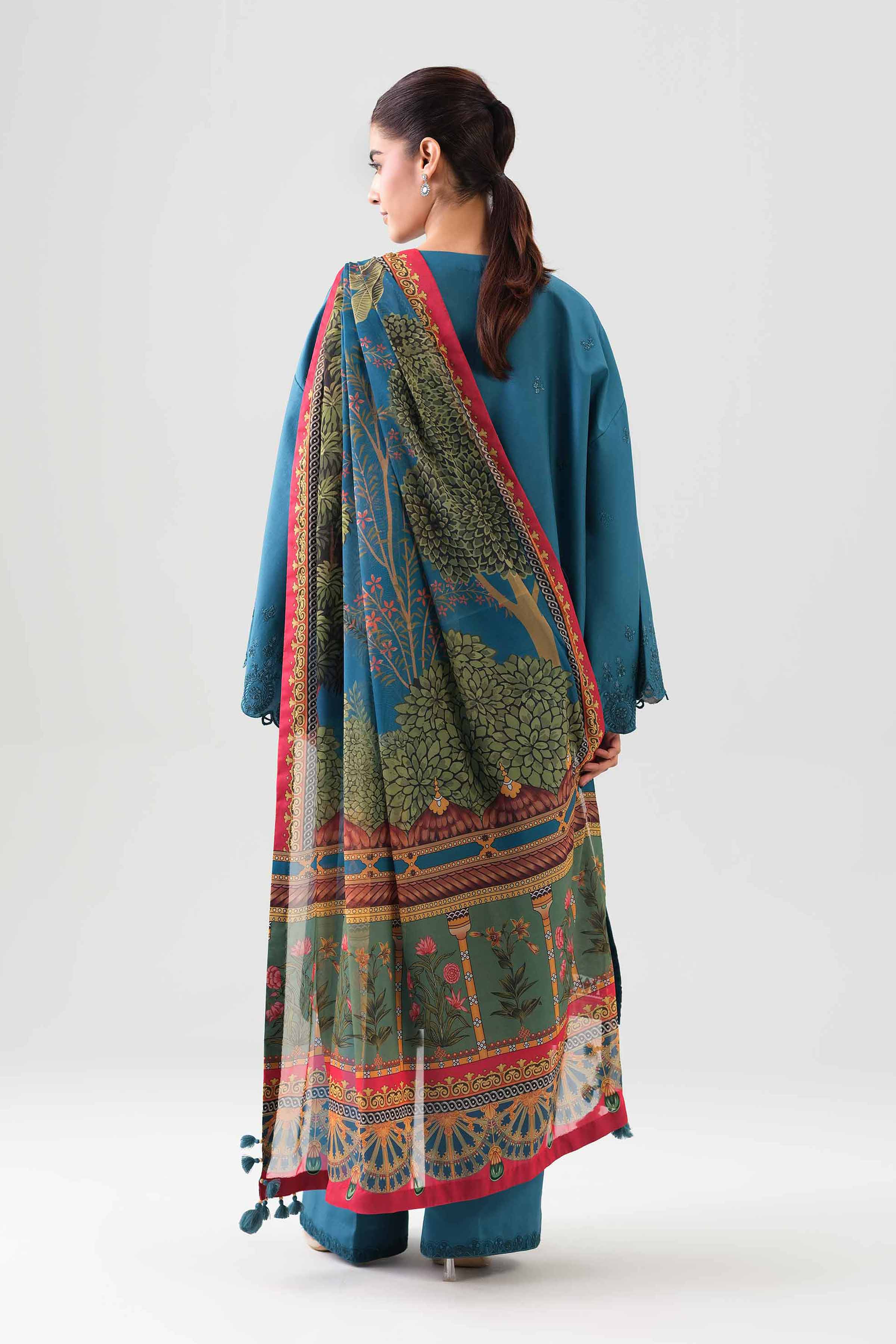 3 Piece - Digital Printed Embroidered Suit - 42601073