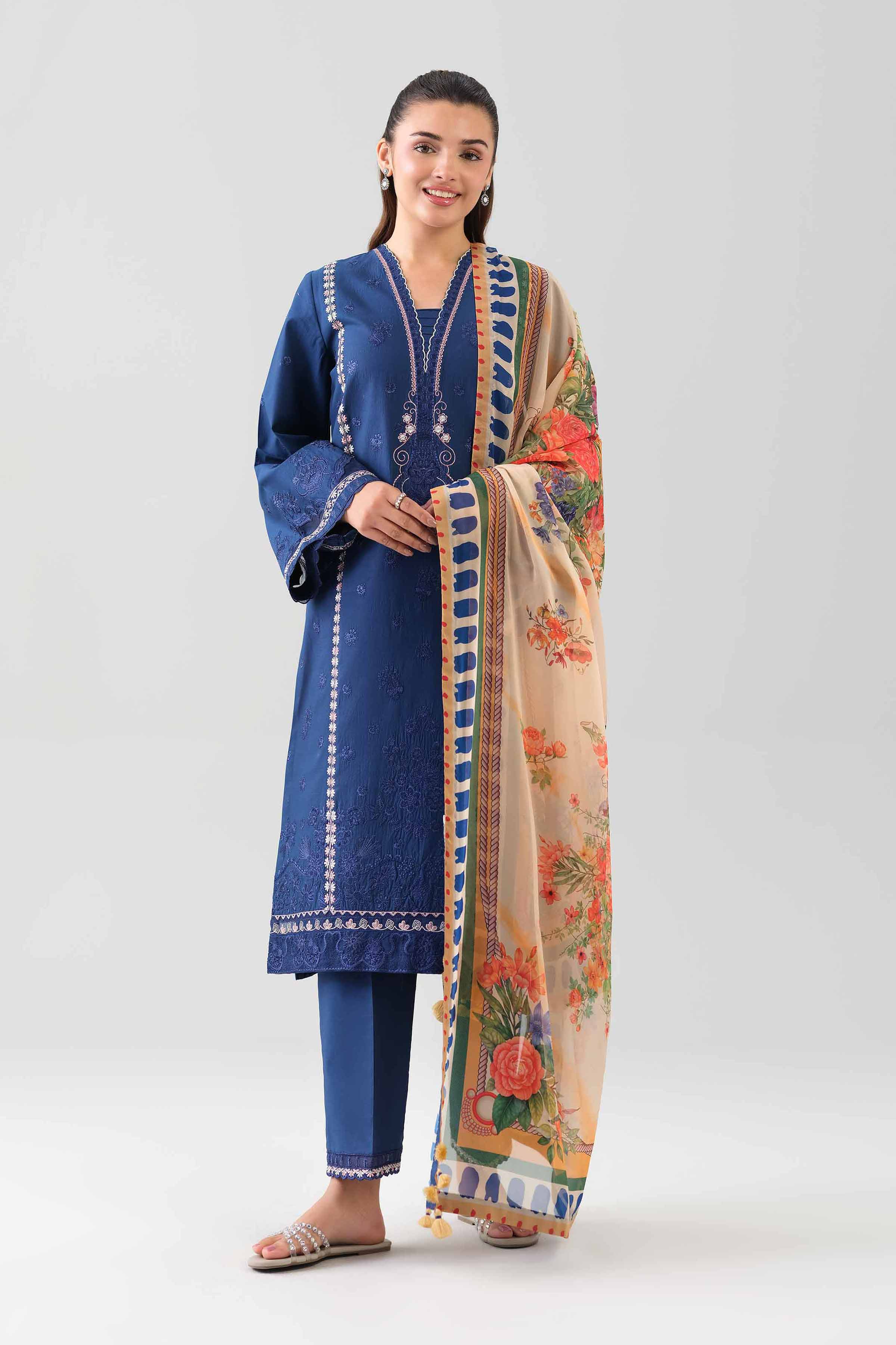 3 Piece - Digital Printed Embroidered Suit - 42601080