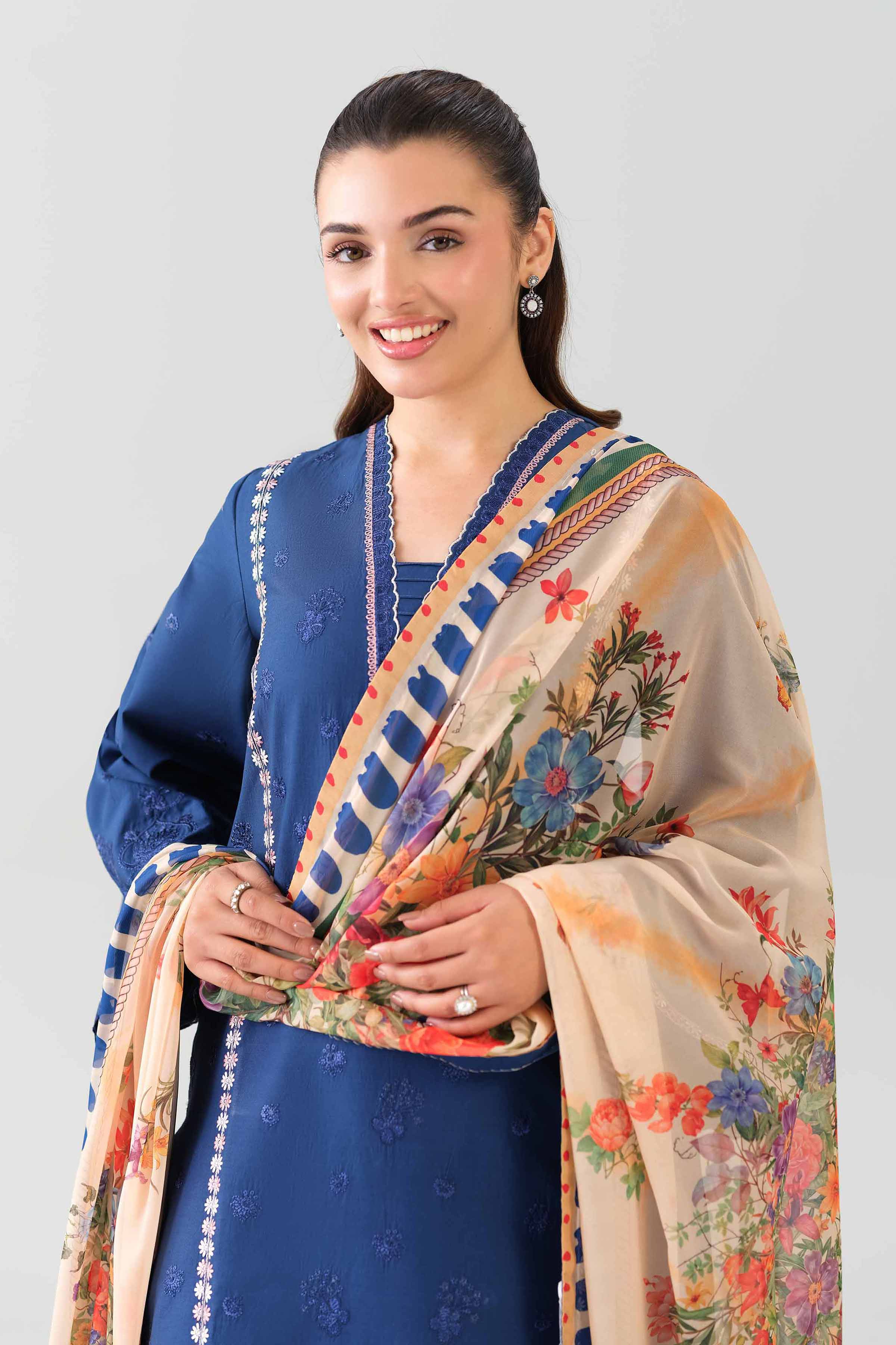 3 Piece - Digital Printed Embroidered Suit - 42601080