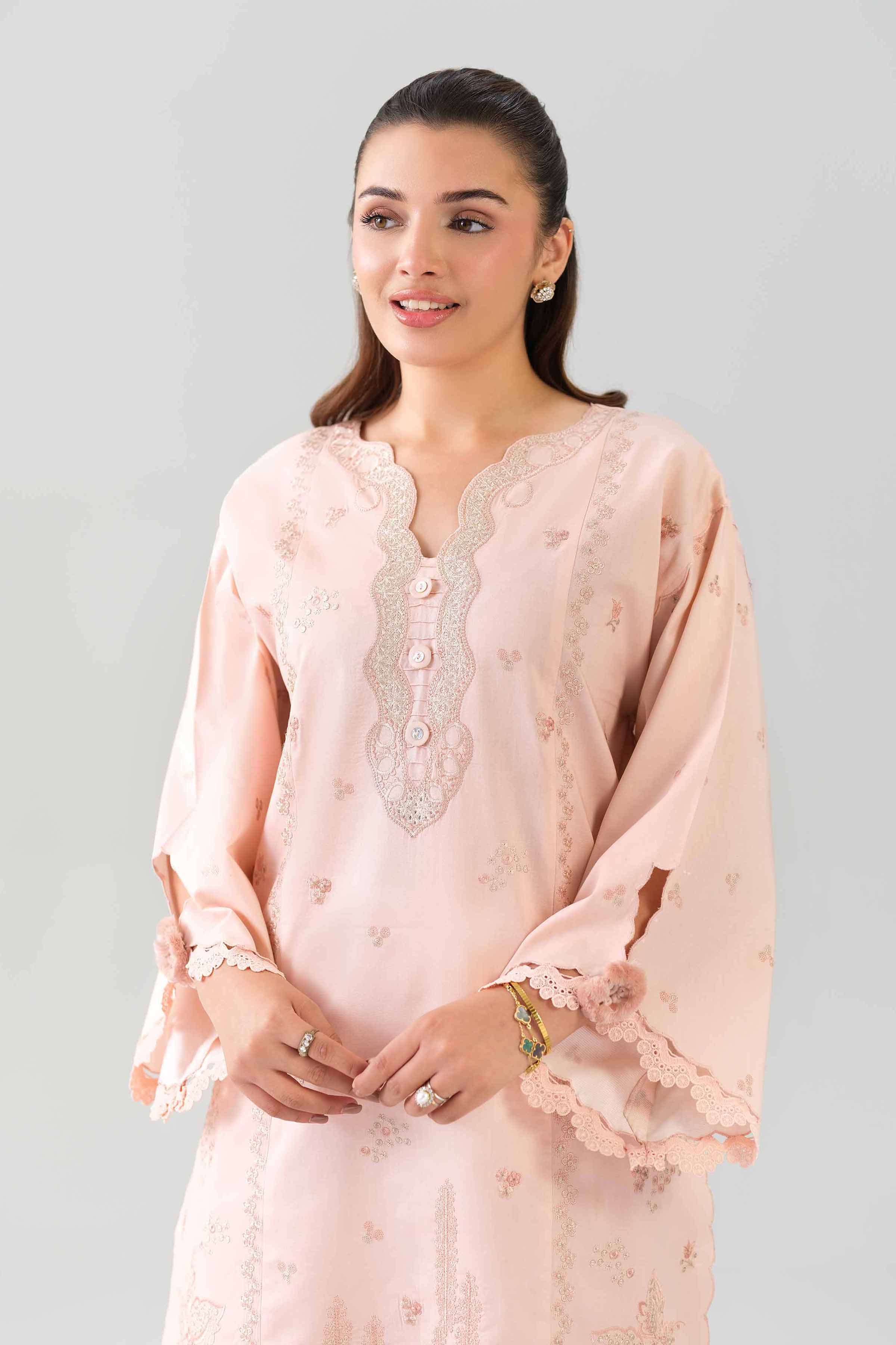 2 Piece - Embroidered Suit - 42601093 NishatUAE Pink Cambric 2PC Embroidered Unstitched