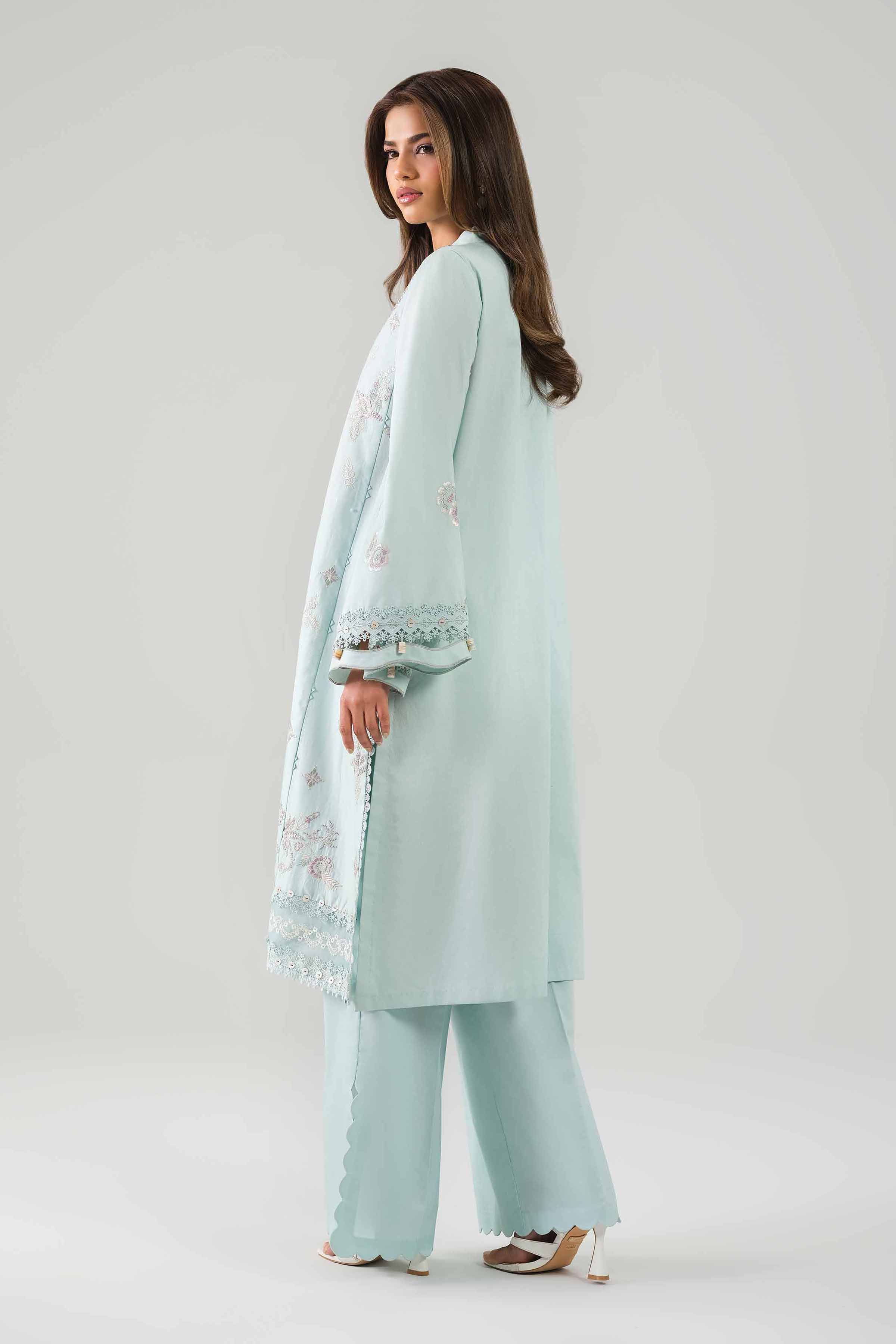 2 Piece - Embroidered Suit - 42601096 NishatUAE Blue Cambric 2PC Embroidered Unstitched
