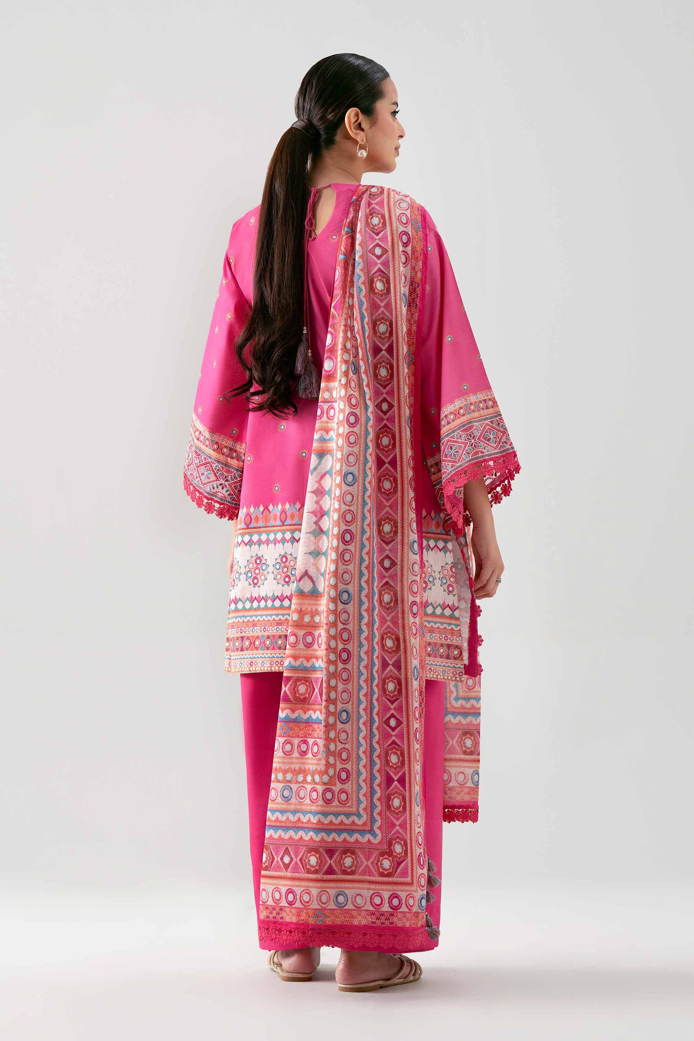 3 Piece - Digital Printed Embroidered Suit - 42601103 NishatUAE Pink Lawn 3PC Embroidered Unstitched