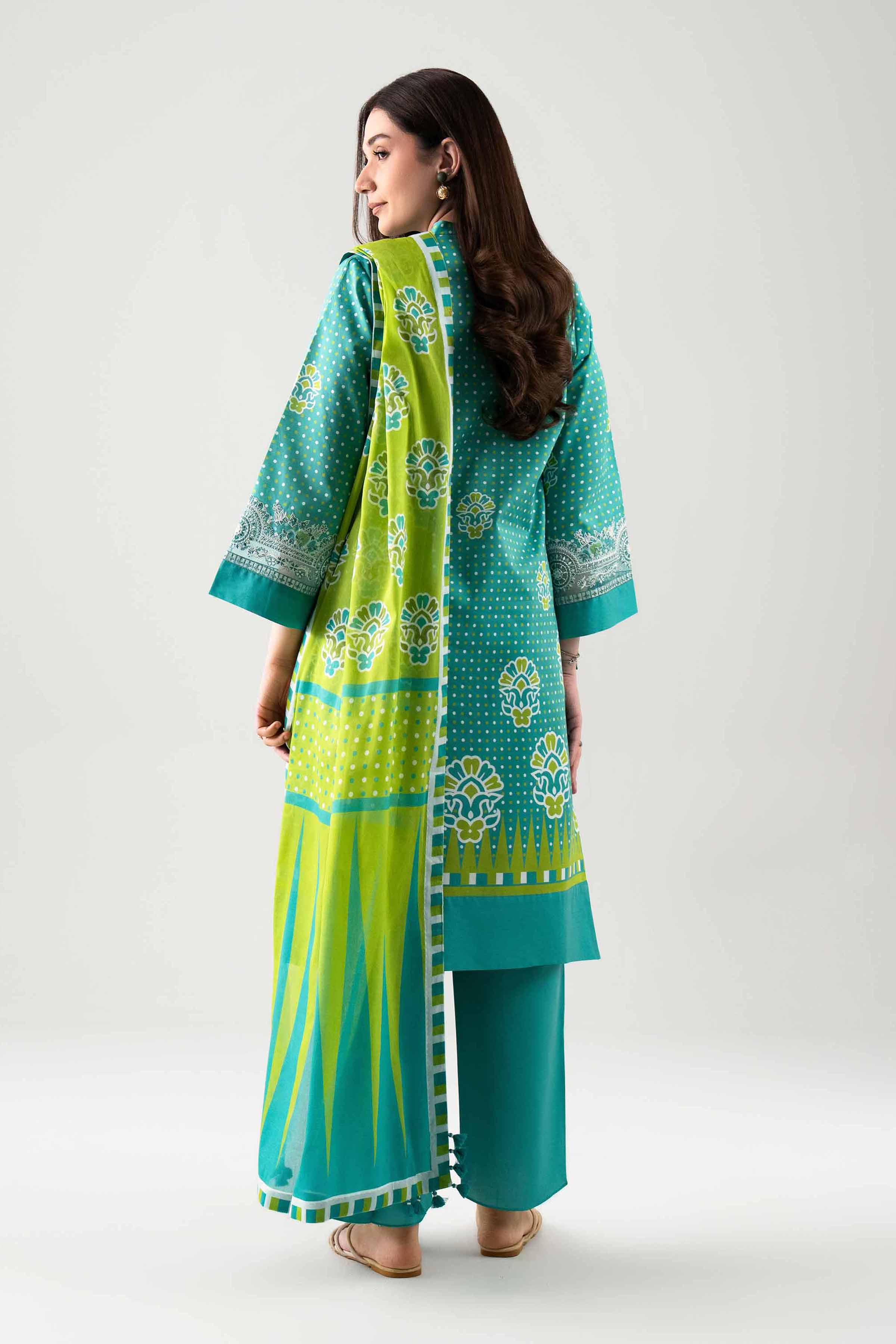 3 Piece - Digital Printed Embroidered Suit - 42601105 NishatUAE Green Lawn 3PC Embroidered Unstitched