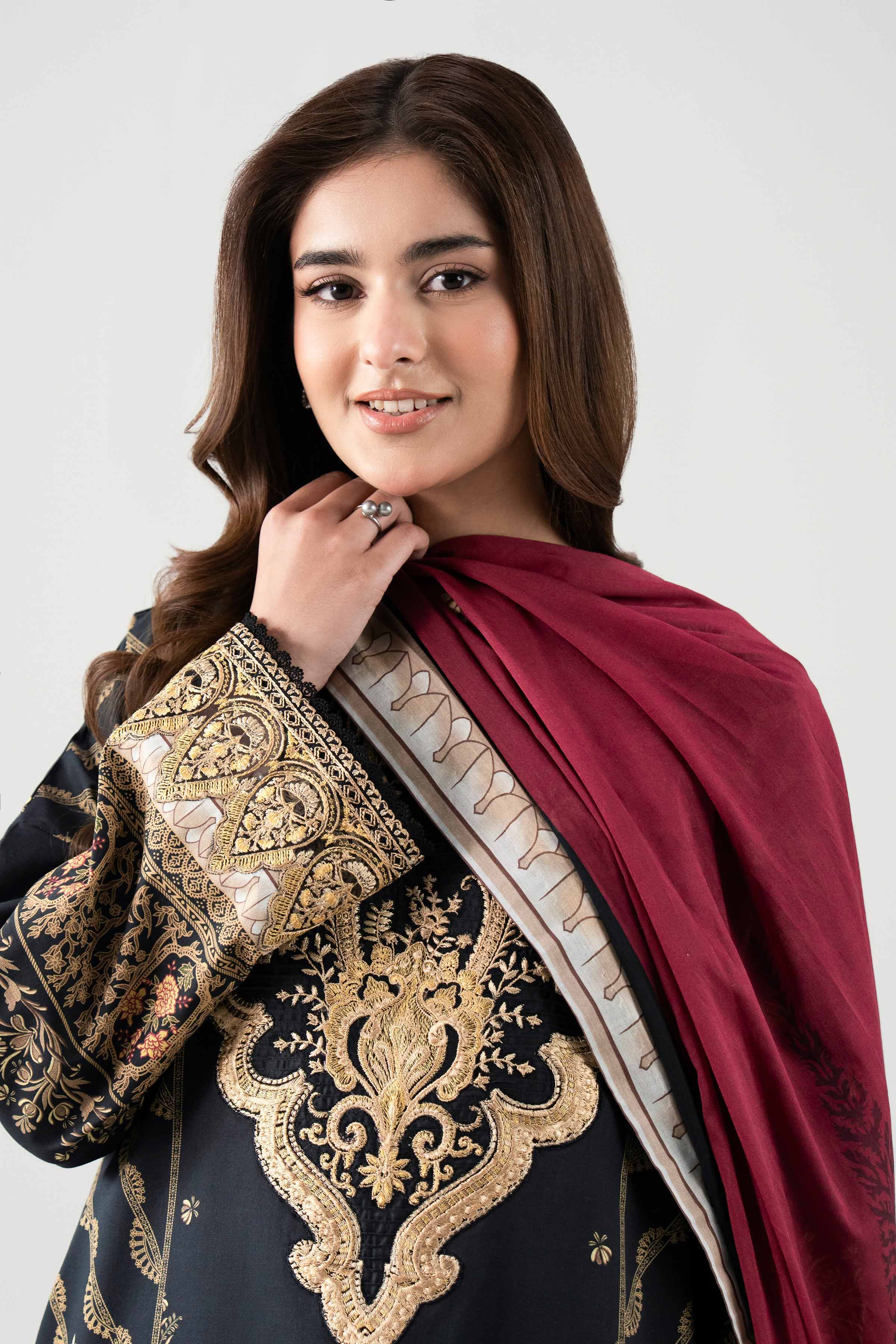 3 Piece - Embroidered Suit - 42601107 NishatUAE Black Lawn 3PC Embroidered Unstitched