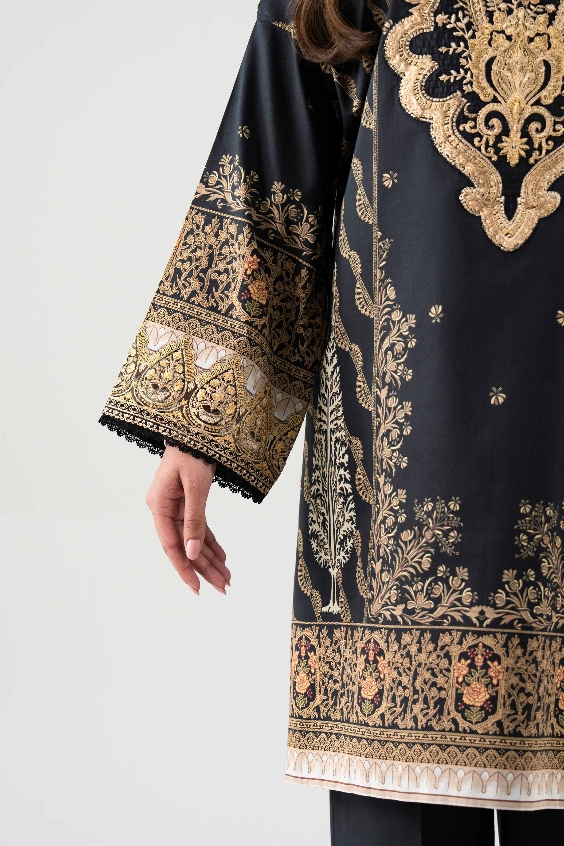 3 Piece - Embroidered Suit - 42601107 NishatUAE Black Lawn 3PC Embroidered Unstitched