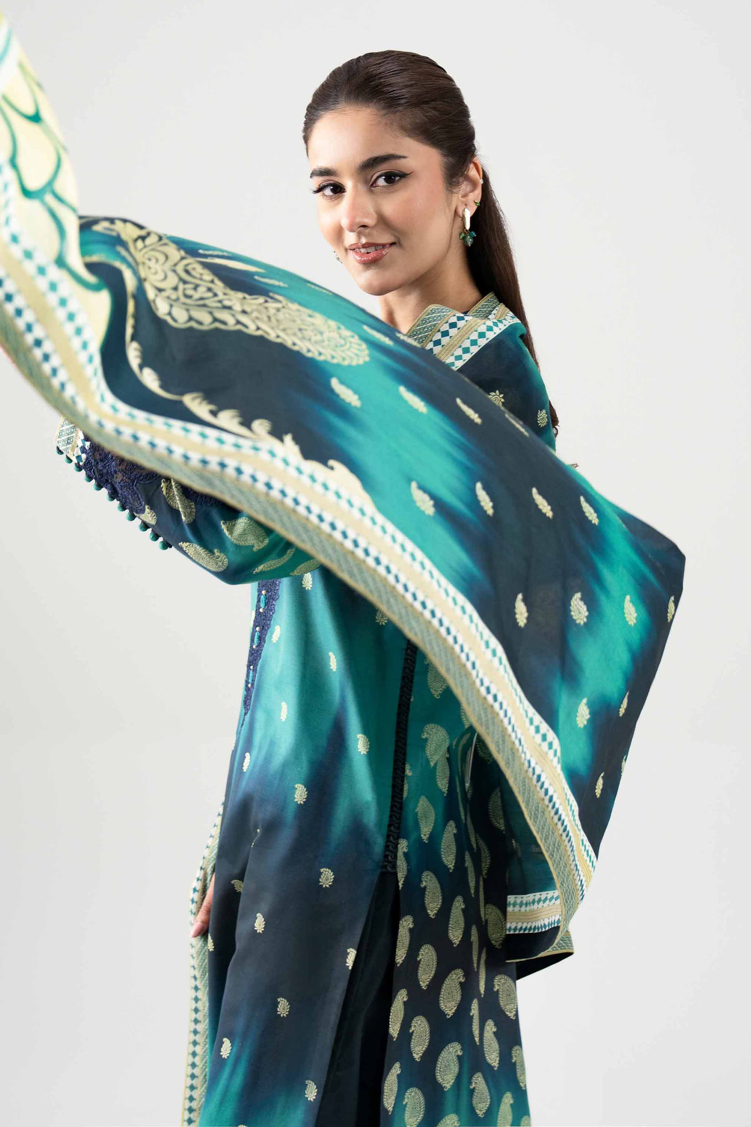 3 Piece - Embroidered Suit - 42601108 NishatUAE Green Lawn 3PC Embroidered Unstitched