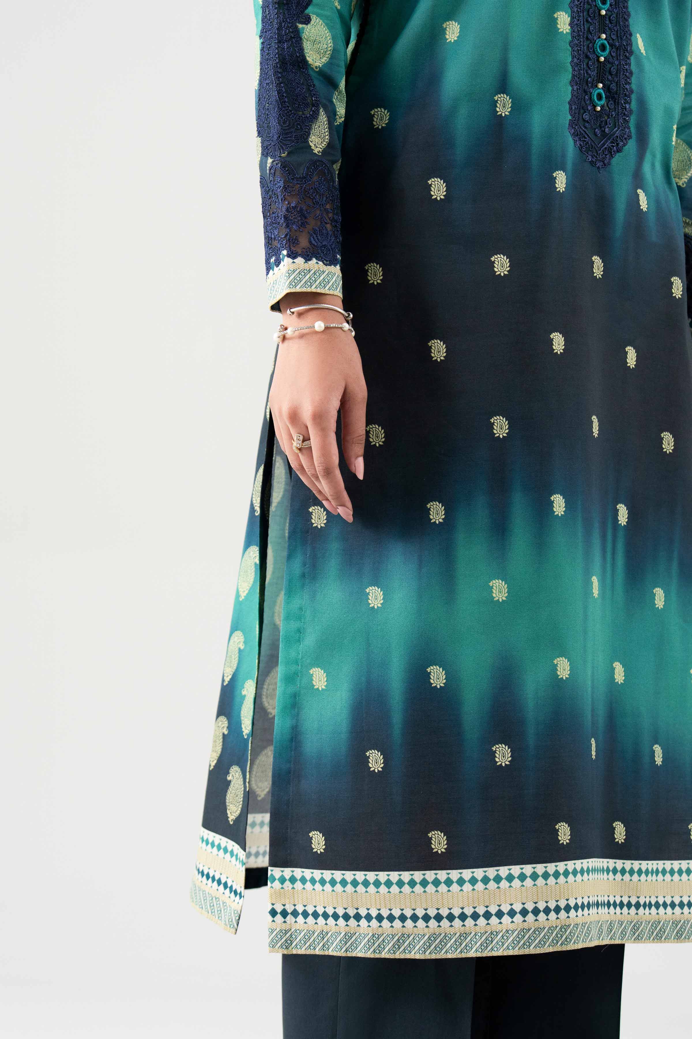 3 Piece - Embroidered Suit - 42601108 NishatUAE Green Lawn 3PC Embroidered Unstitched