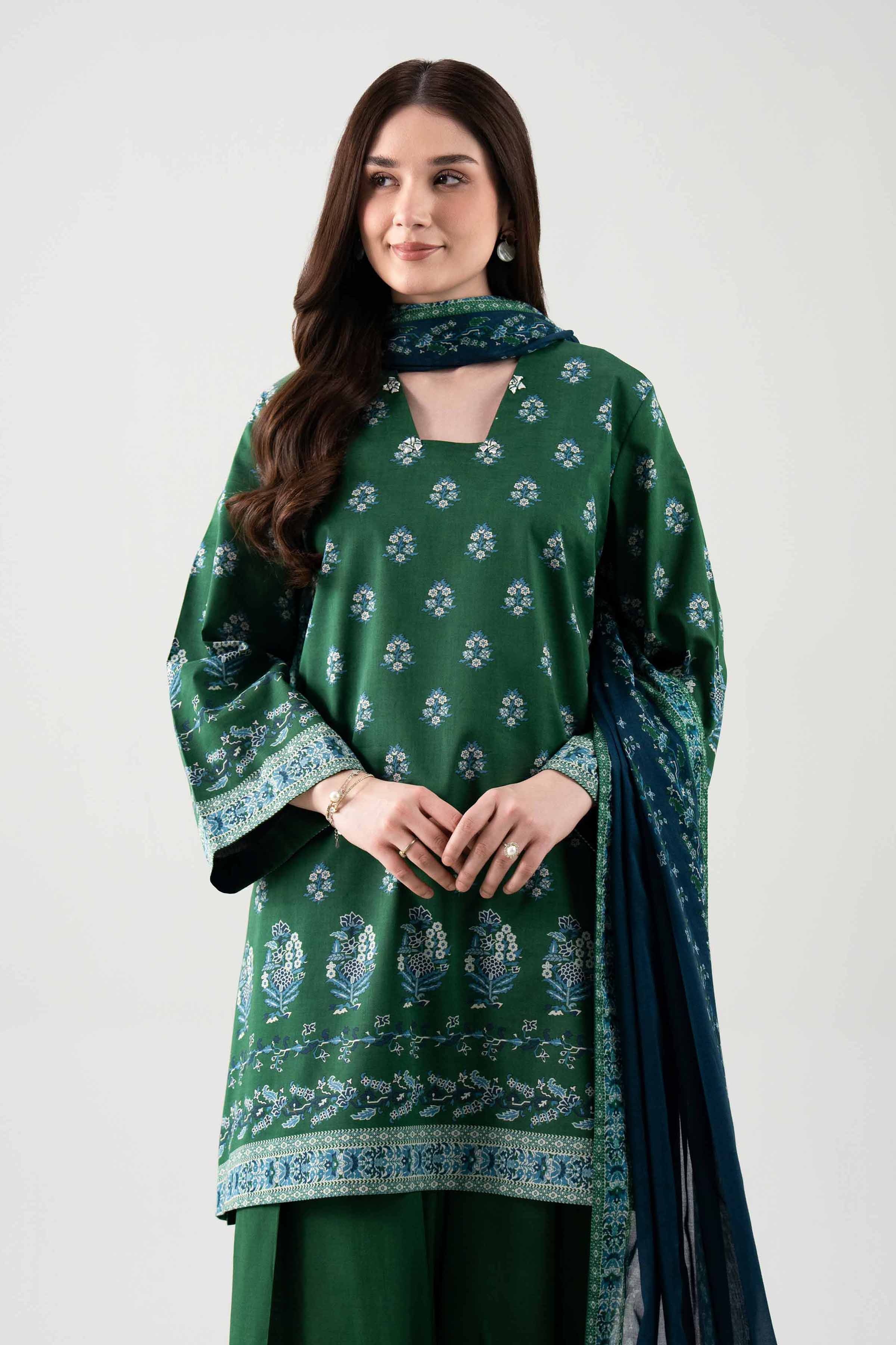3 Piece - Digital Printed Suit - 42601114 NishatUAE Green Lawn 3PC Printed Unstitched