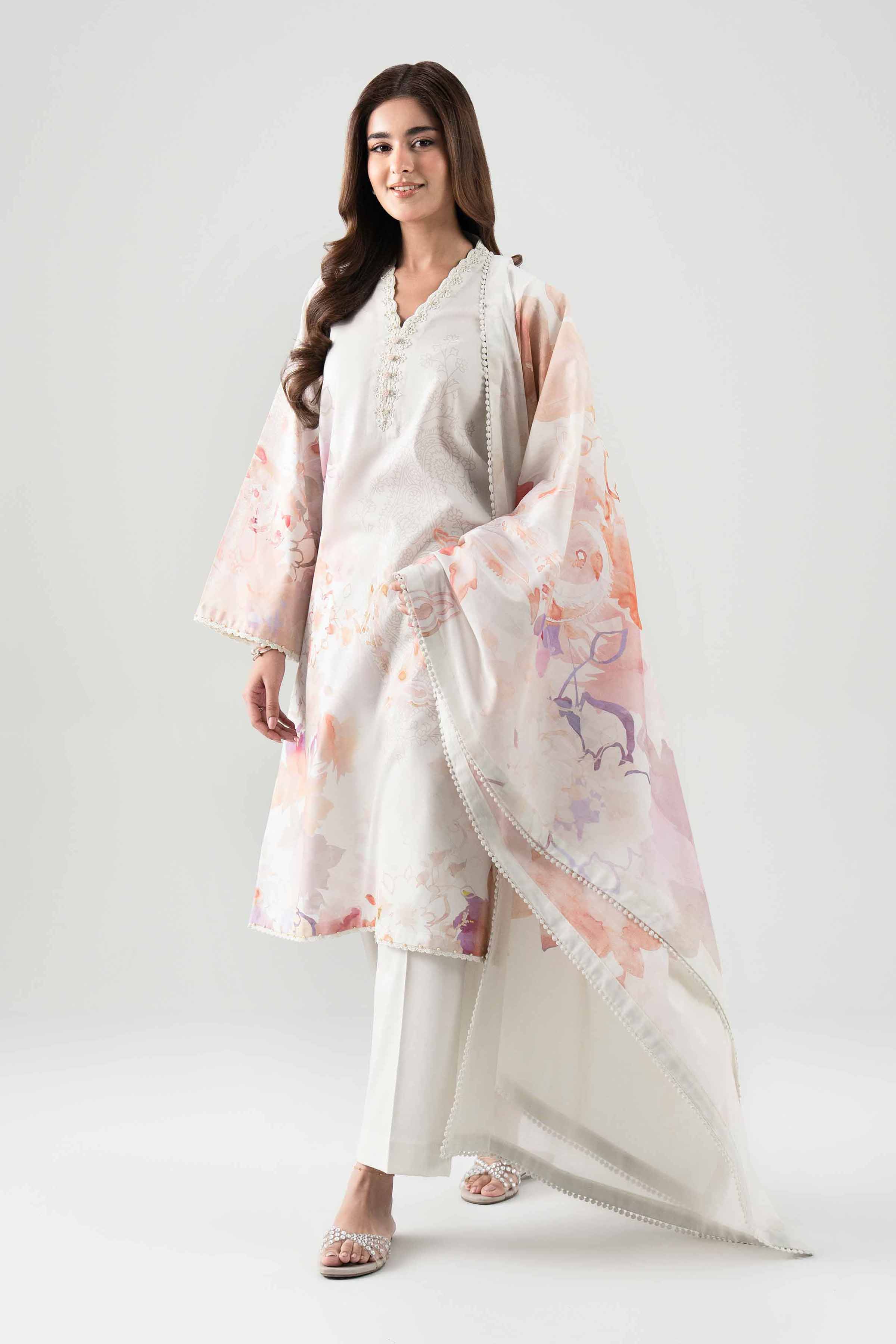 3 Piece - Digital Printed Suit - 42601115 NishatUAE Off White Lawn 3PC Printed Unstitched