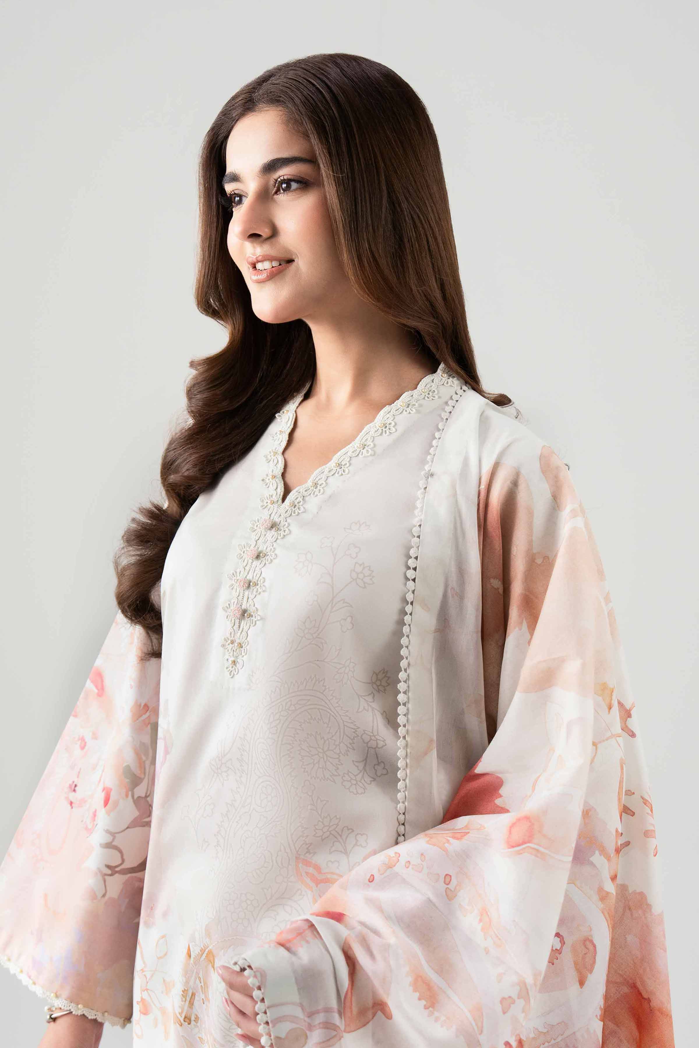 3 Piece - Digital Printed Suit - 42601115 NishatUAE Off White Lawn 3PC Printed Unstitched