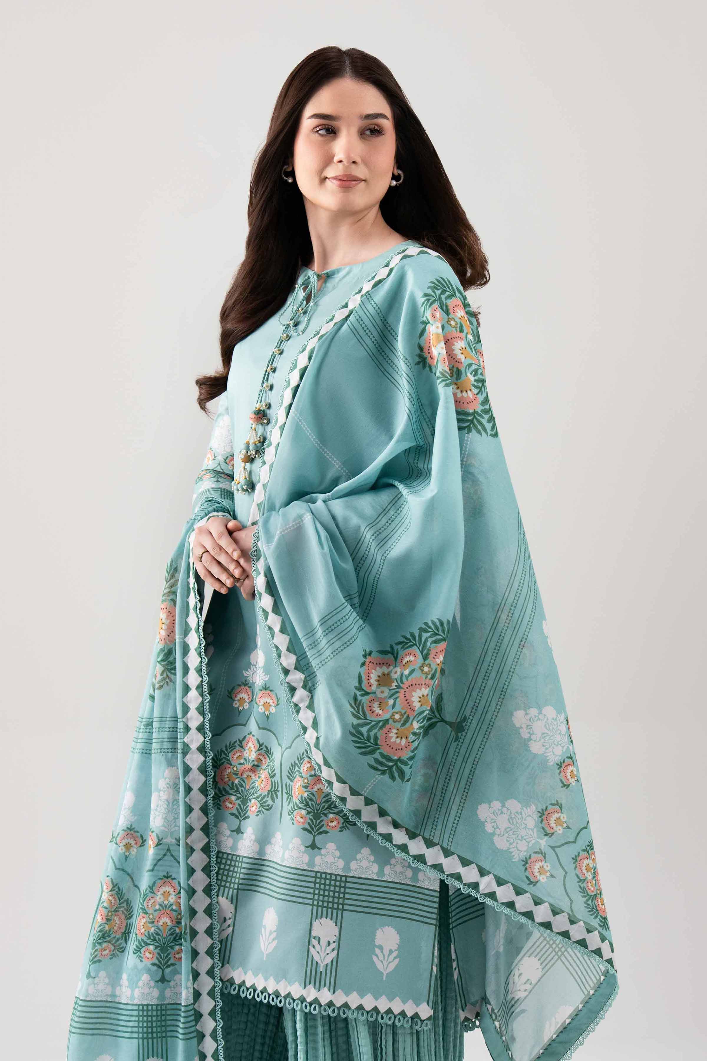 3 Piece - Printed Suit - 42601118 NishatUAE Green Lawn 3PC Printed Unstitched