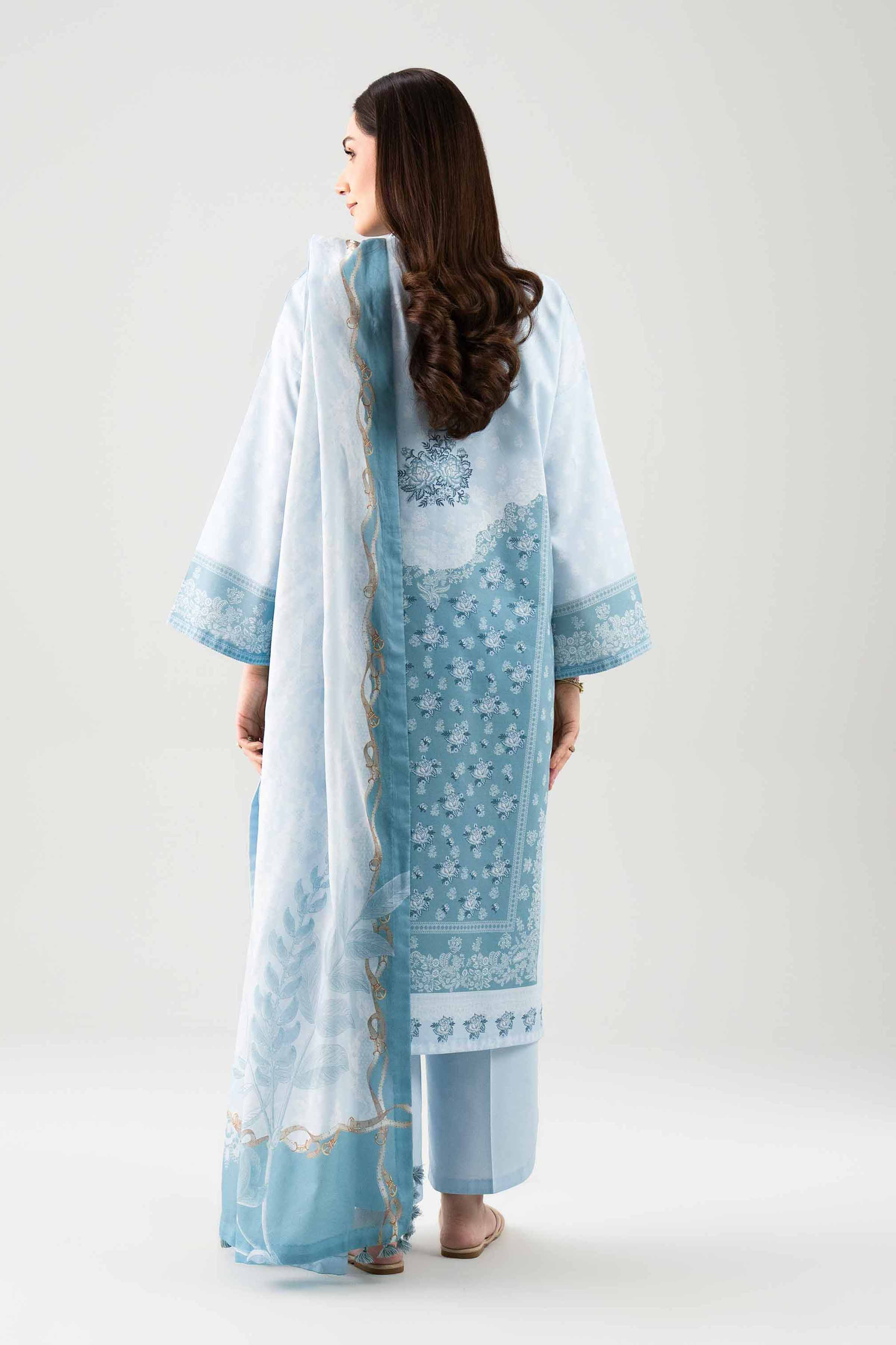 3 Piece - Printed Suit - 42601120 NishatUAE Blue Lawn 3PC Printed Unstitched