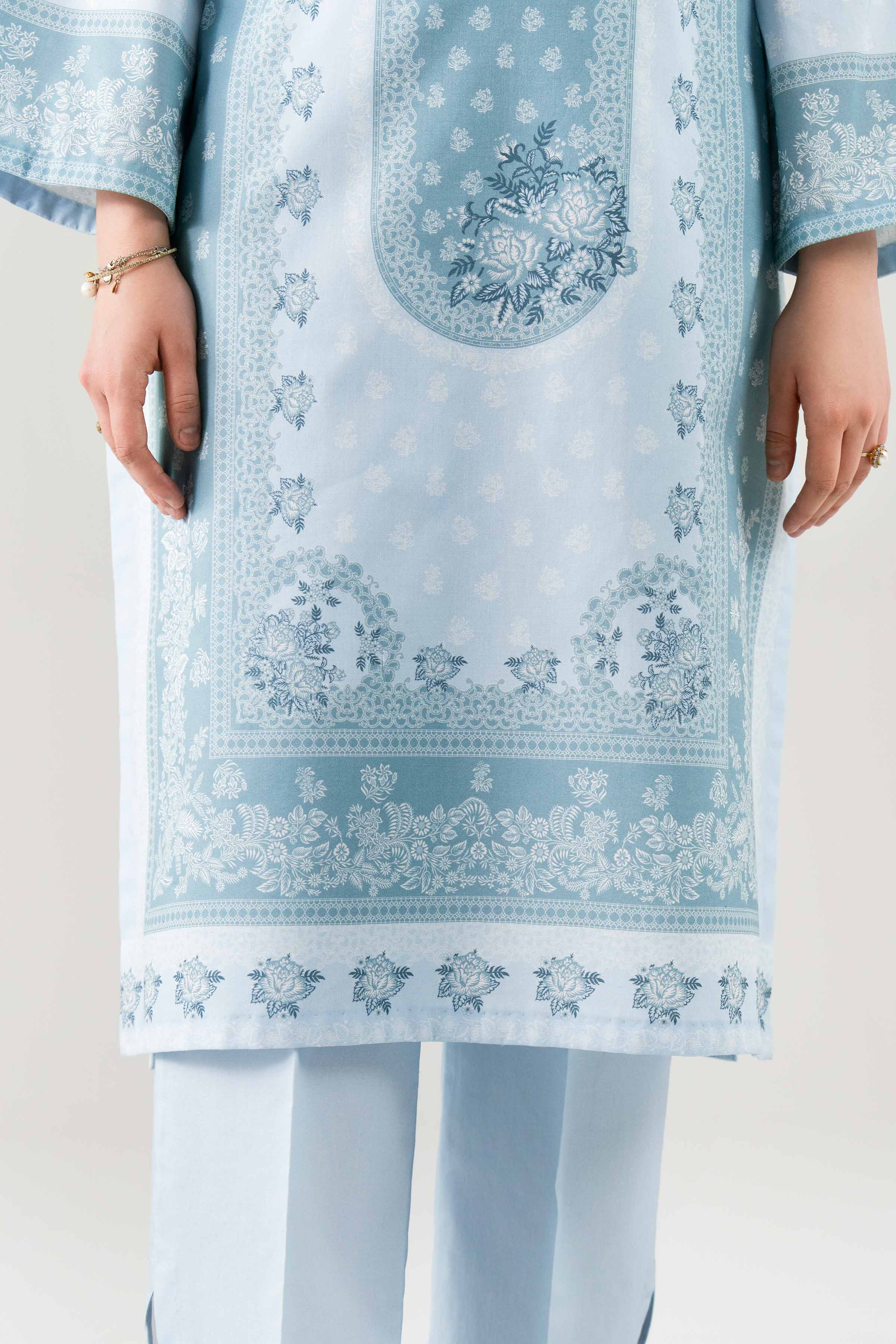 3 Piece - Printed Suit - 42601120 NishatUAE Blue Lawn 3PC Printed Unstitched