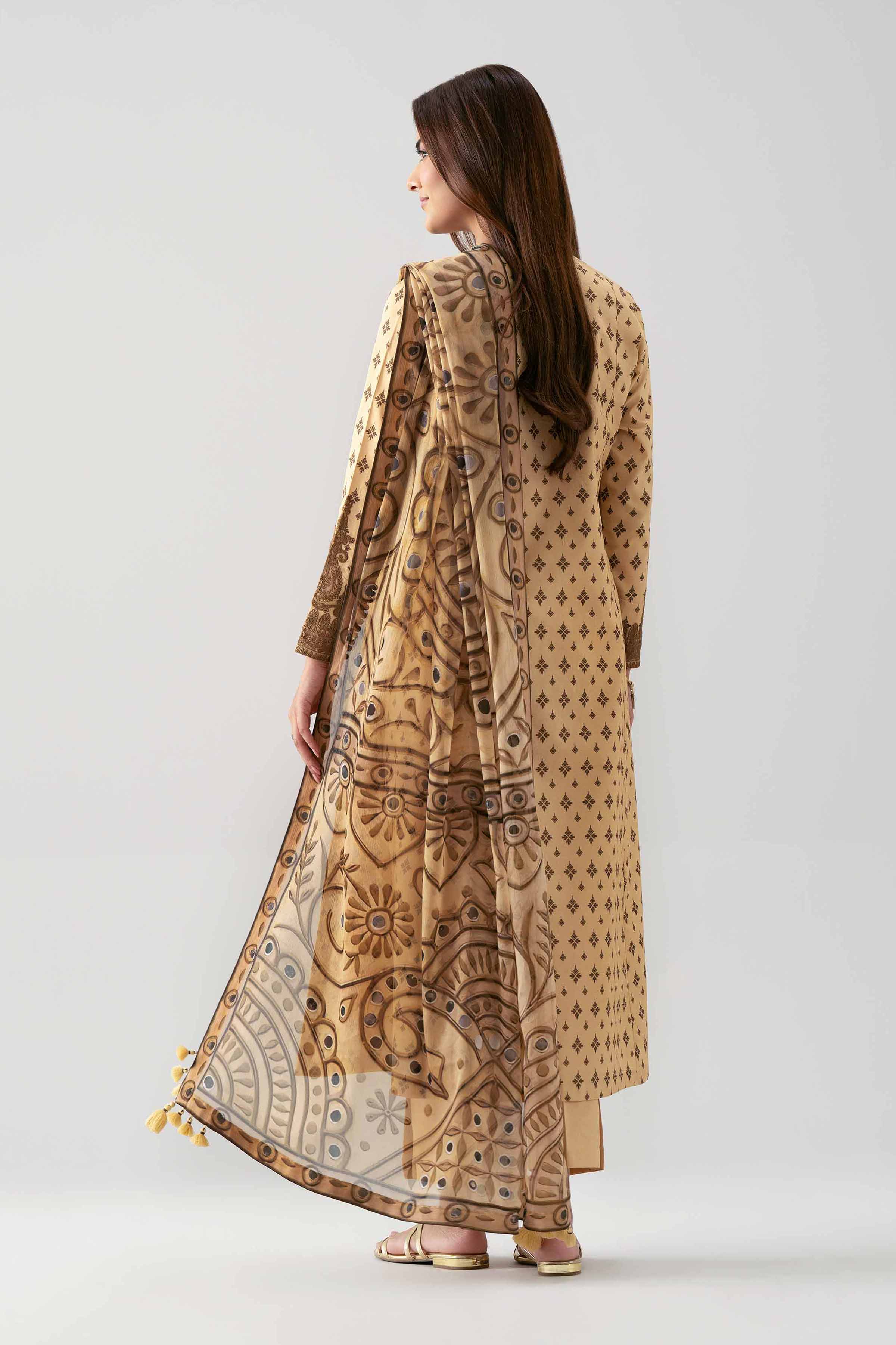 3 Piece - Embroidered Suit - 42601141 NishatUAE Cream Lawn 3PC Embroidered Unstitched