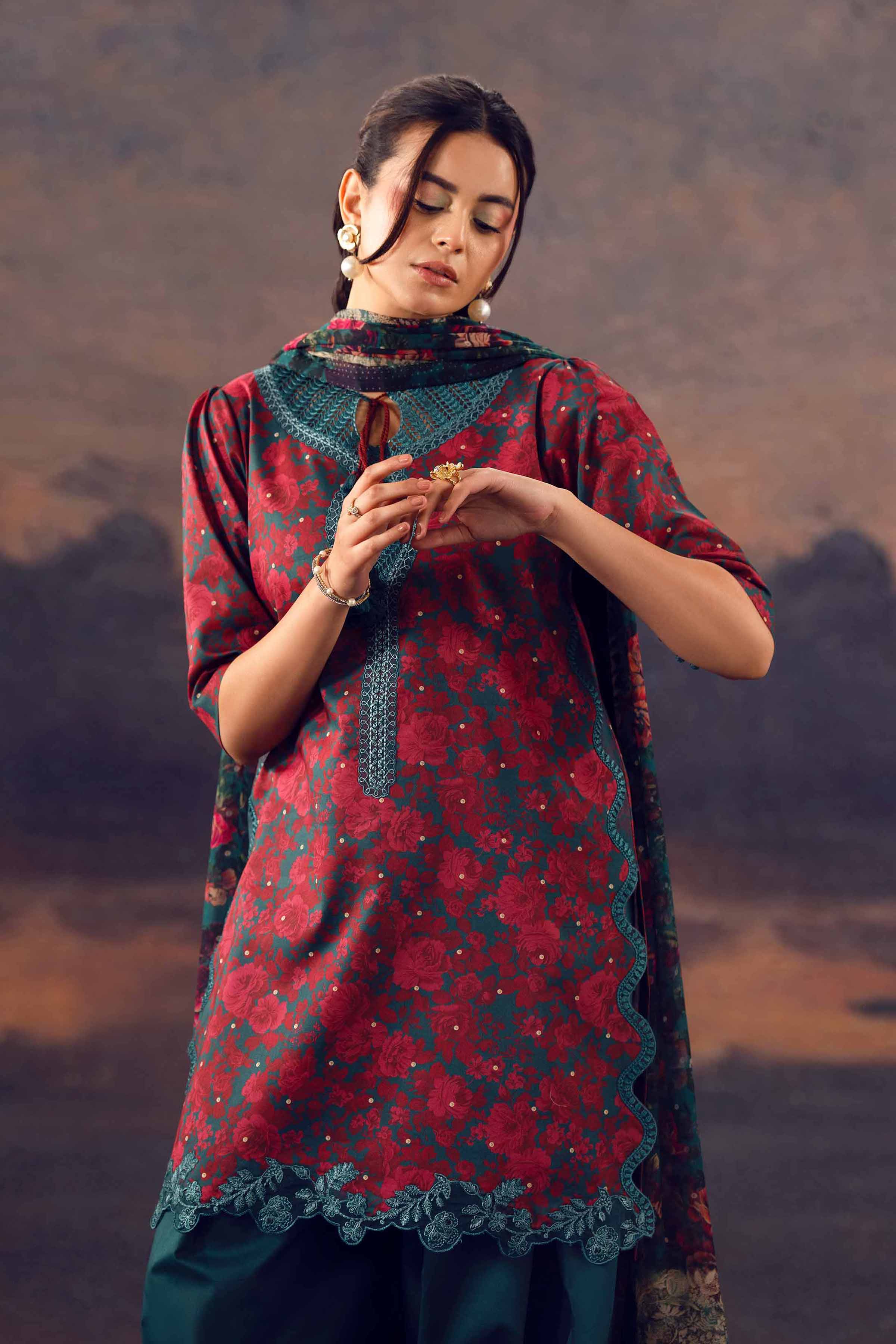 3 Piece - Digital Printed Embroidered Suit - 42601146