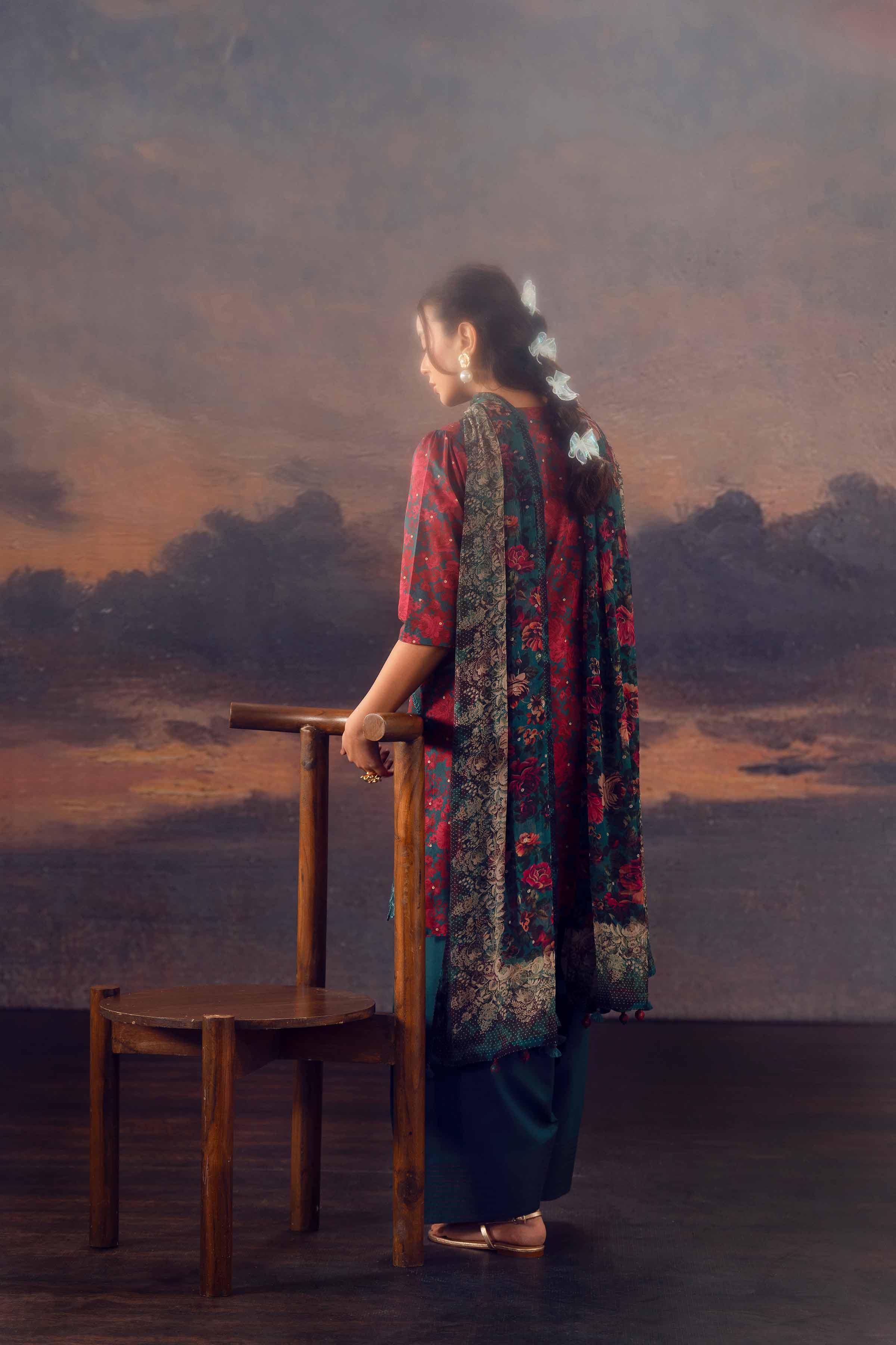 3 Piece - Digital Printed Embroidered Suit - 42601146