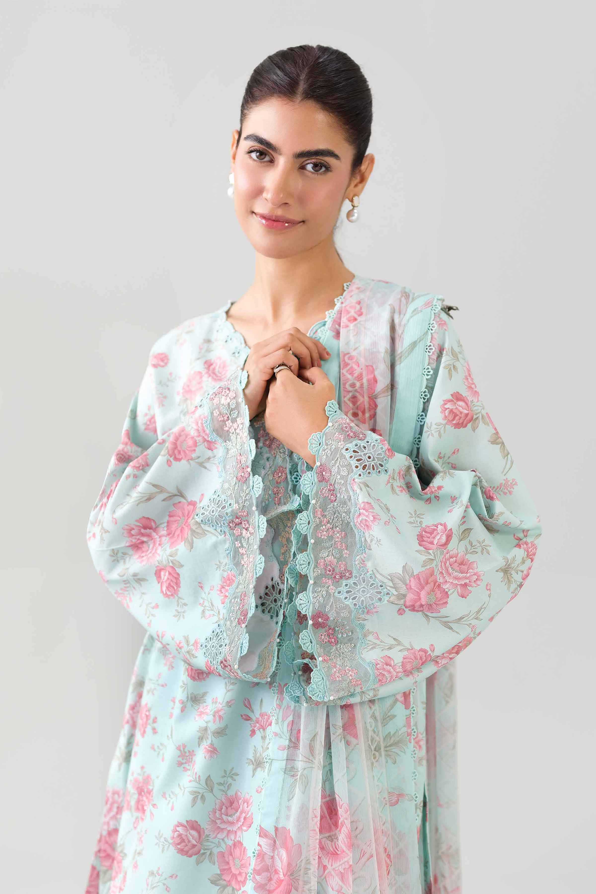 3 Piece - Embroidered Suit - 42601147 NishatUAE Green Lawn 3PC Embroidered Unstitched